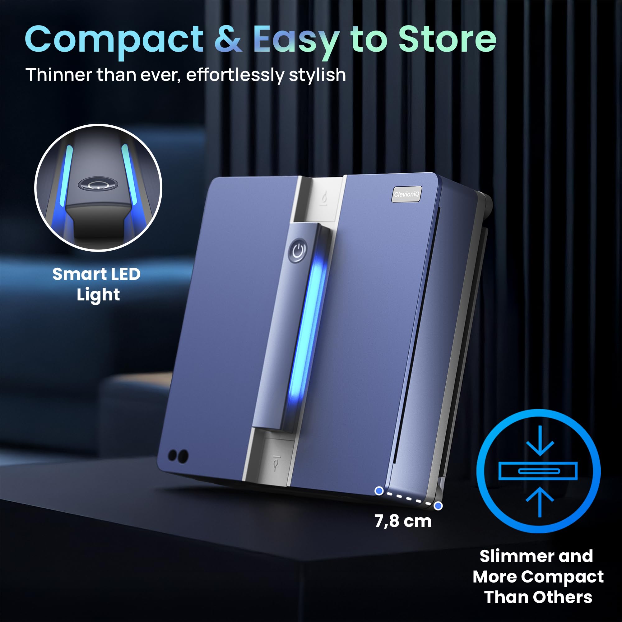 X9 Pro (EN) Nettoyeur de vitres électrique – Robot nettoyeur de vitres intelligent avec fonction de pulvérisation 4 voies, navigation précise, détection des bords, statut LED, fonctionnement