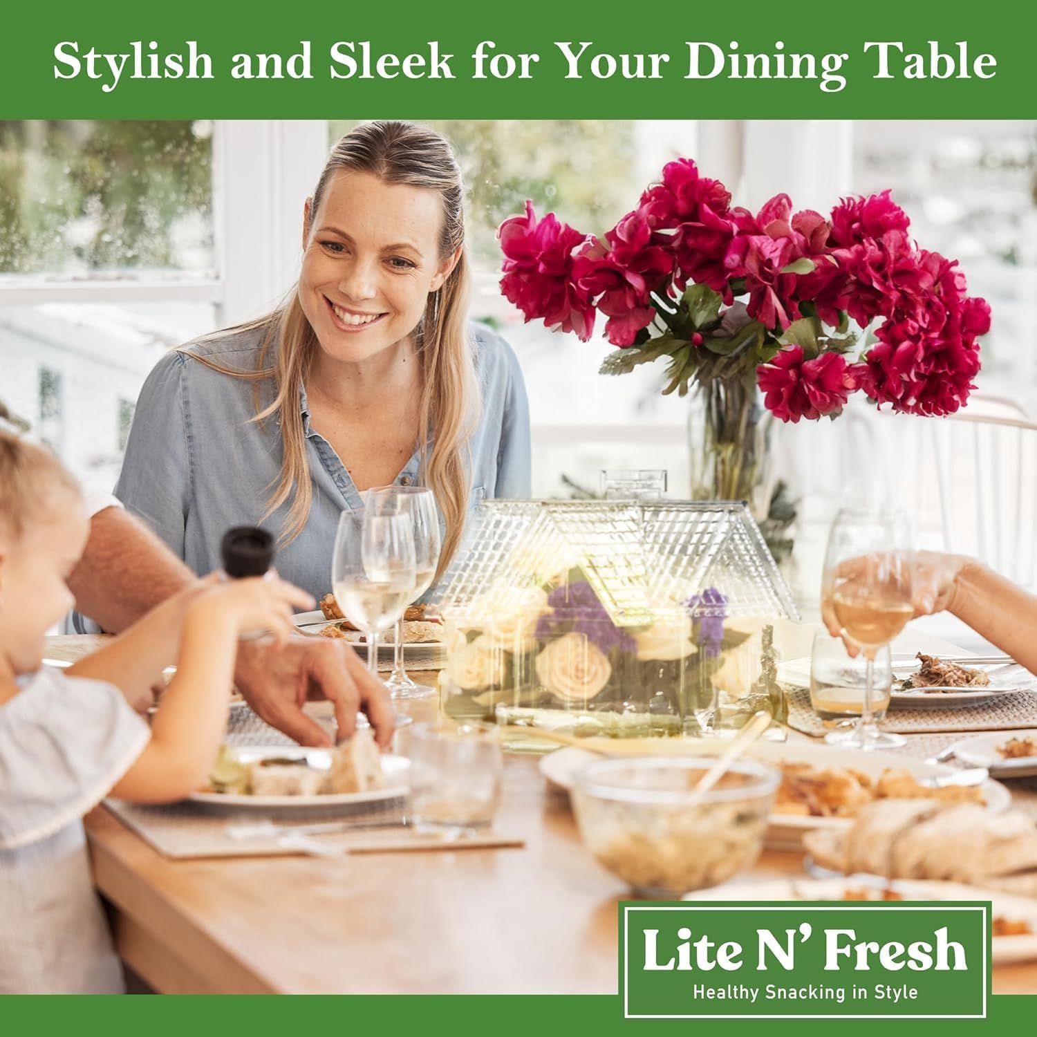 Lite N' Fresh Container Box Set - House-shaped Home Decor w/Solar Light - Centerpiece for Dining & Kitchen - Elegant Decorative Box - Ideal for Indoors Outdoors Celebration Room & Table Decorations