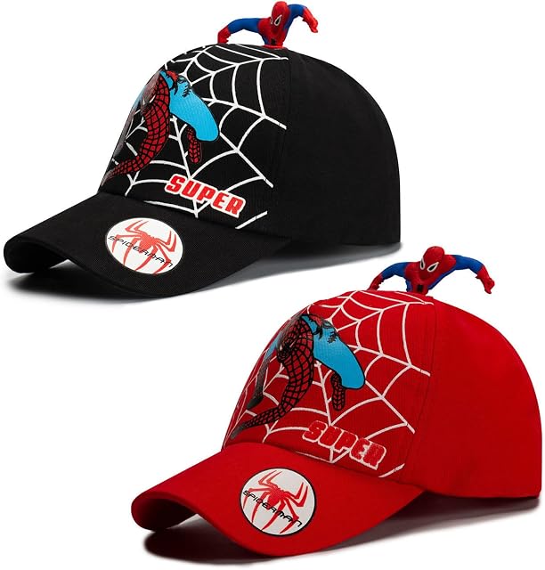 NA Spider Man Children's Baseball Caps ZHUYUN-Mickey Minnies Kids Cartoon Peaked Cap One Size Baseball Cap for Summer Baseball Caps Summer Sun Hats with Velcro Fastening(red and Black