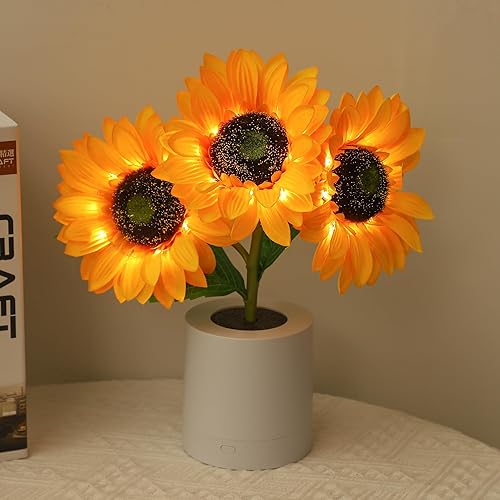 Miniatura 9 de WSYEAR Regalos de girasol para mujeres, lámpara de flores de girasol, luz nocturna para decoración de dormitorio, regalos de cumpleaños de Navidad