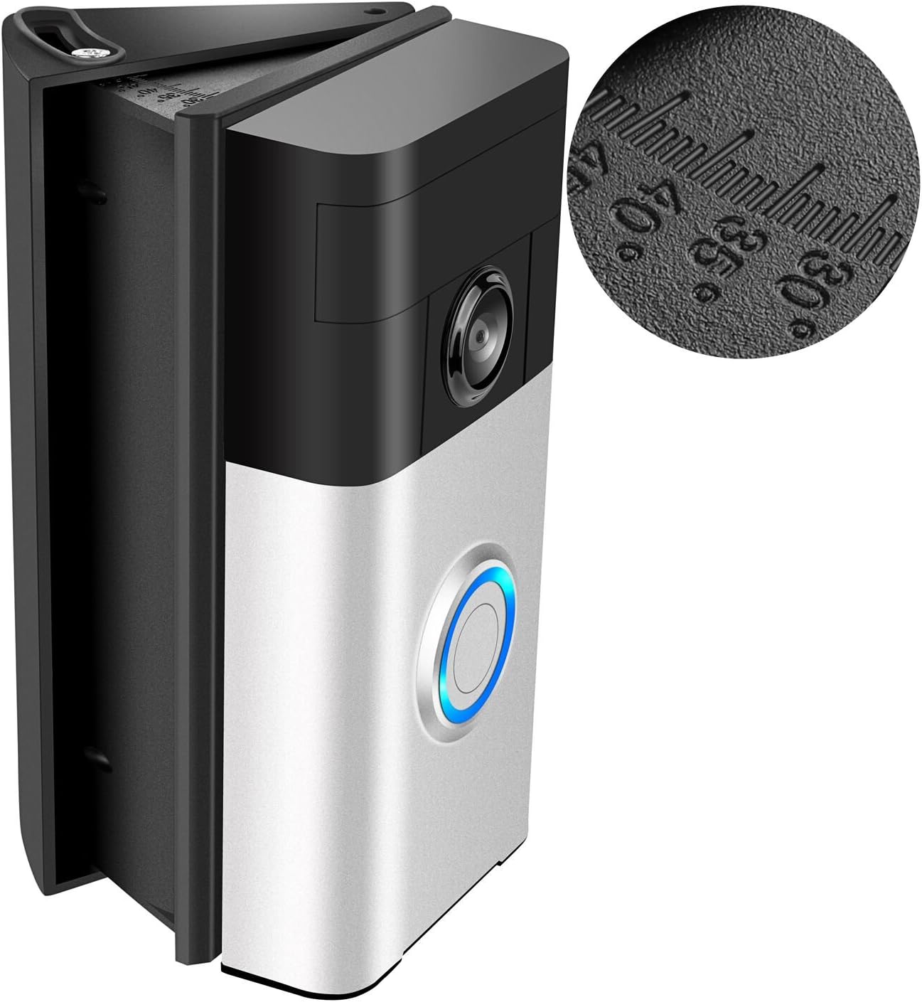 Adjustable Angle Mount for Ring Doorbell,Angle Mount Adjuster 25-50 Degree Adjustable Corner Kit Plate Bracket for Ring Video Doorbell 1st Gen,Black