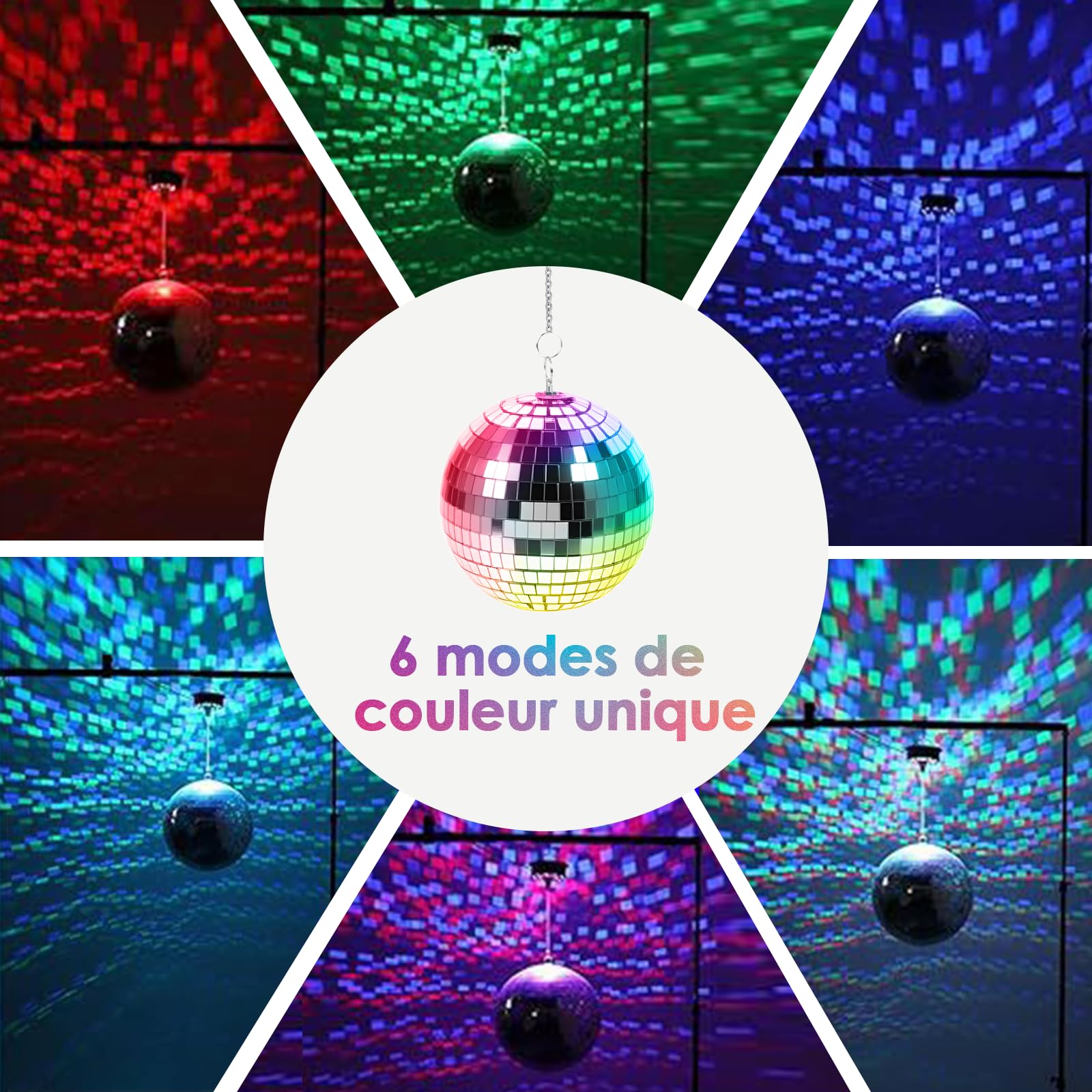 Tomshine Boule à Facettes Disco avec Moteur et Lumière 18cm - Boule Disco Rotative 30 LED RGB, Télécommande & Commande Musicale, Lampe Disco à Piles/USB pour Soirée Anniversaire Enfant Bar