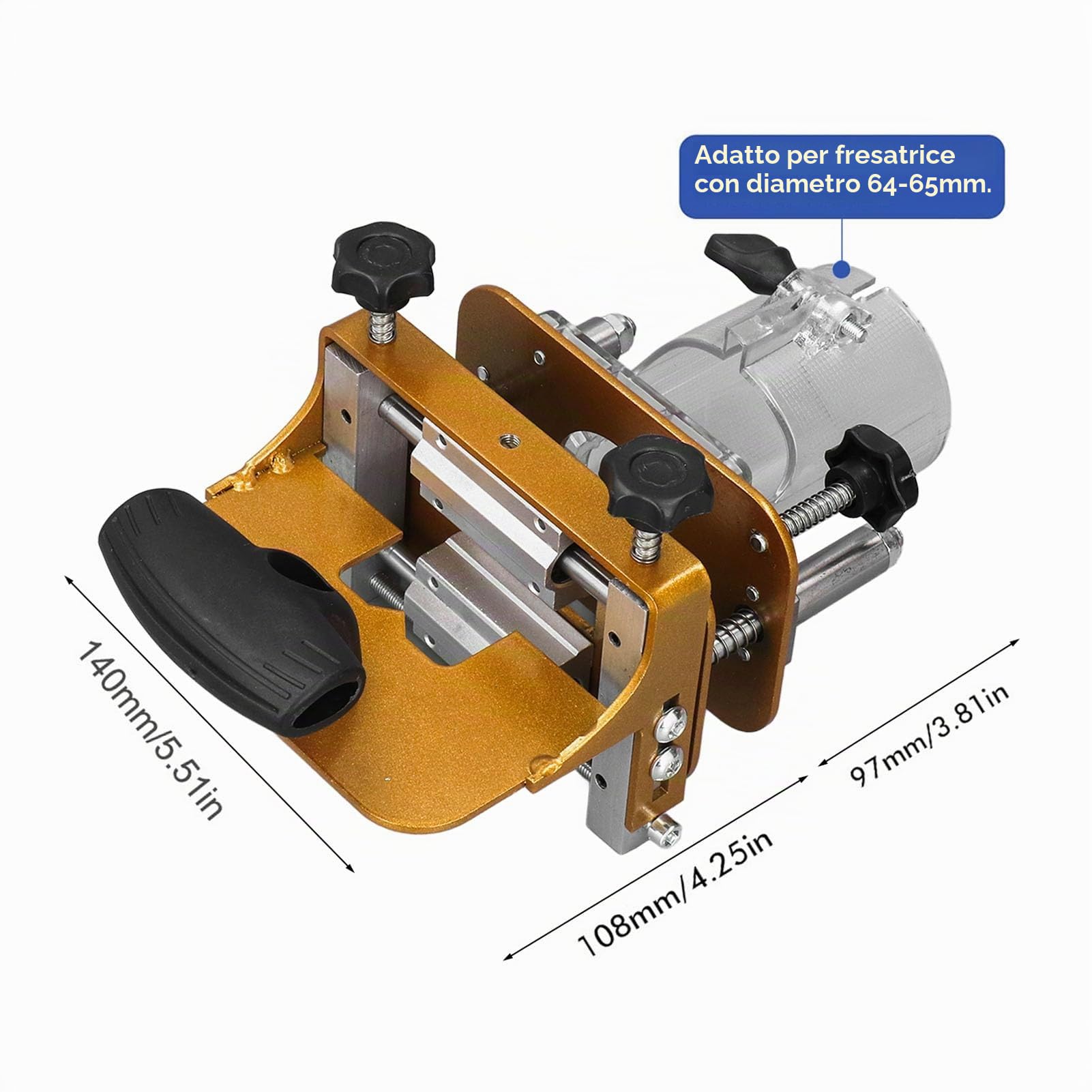 Mortasatrice 2 in 1, Acciaio Inossidabile, Larghezza Profondità Regolabile Altezza, Posizionatore Localizzatore di Scanalature per Router di Legno, per Progetti di Lavorazione