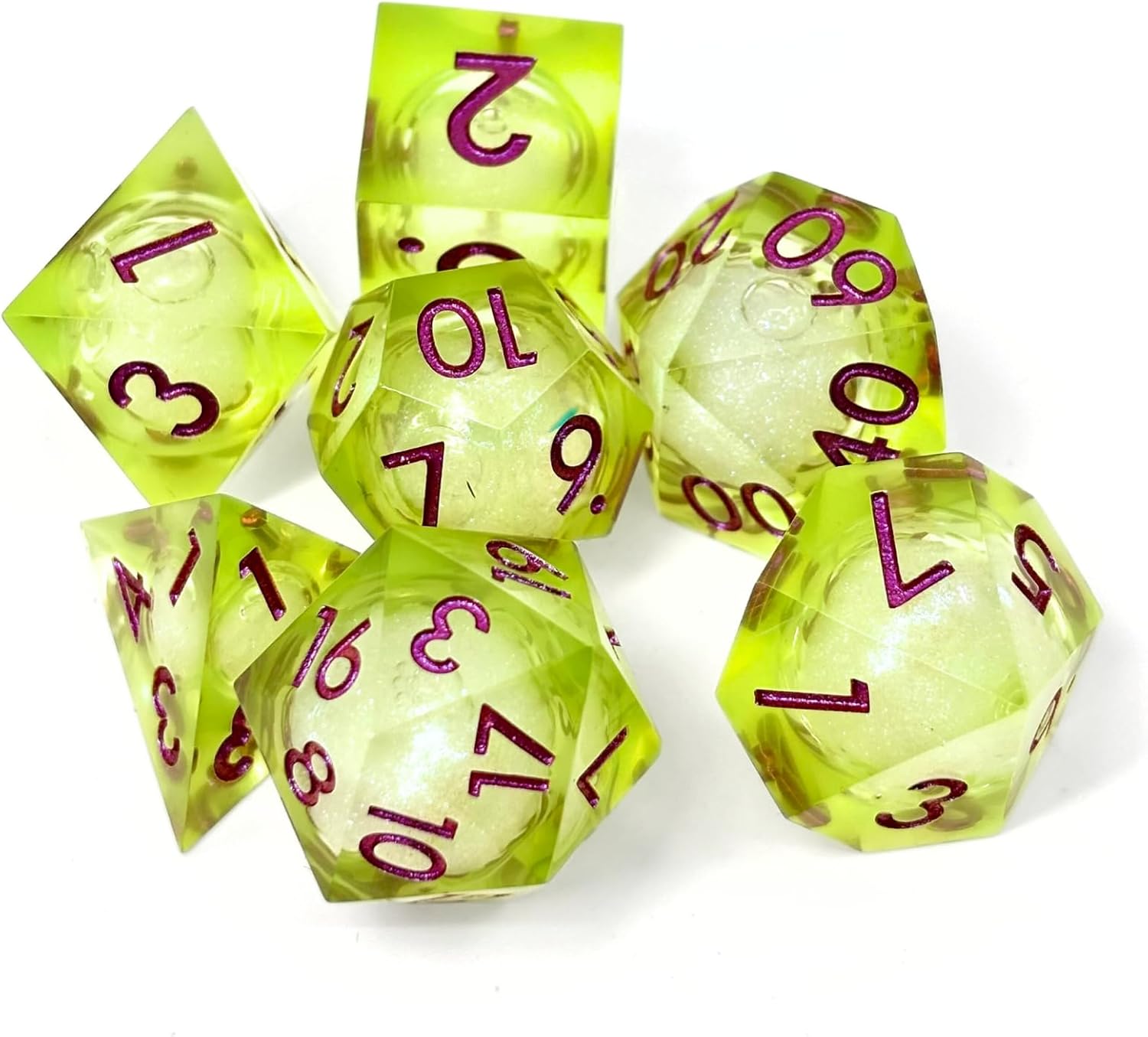 Sage's Portal Designer Liquid Core 7-PC Sharp Edge Resin Polyhedral DND Dice Set for Dungeons and Dragons Sage’s Souls Dice RPG Tabletop TTRPG (Lake Souls)