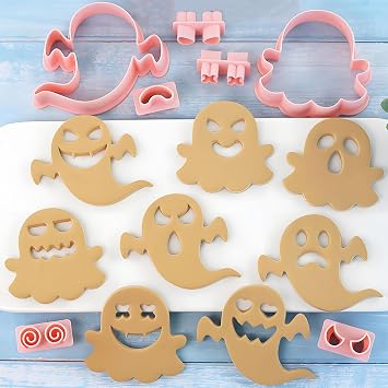 10Pcs Halloween Cookie Cutters - 3D Raise Ghosts Cookie Cutter - Ghosts Cookie Cutters for Halloween Party Decorations - Day of the Dead Decorations - Halloween Cake Decor