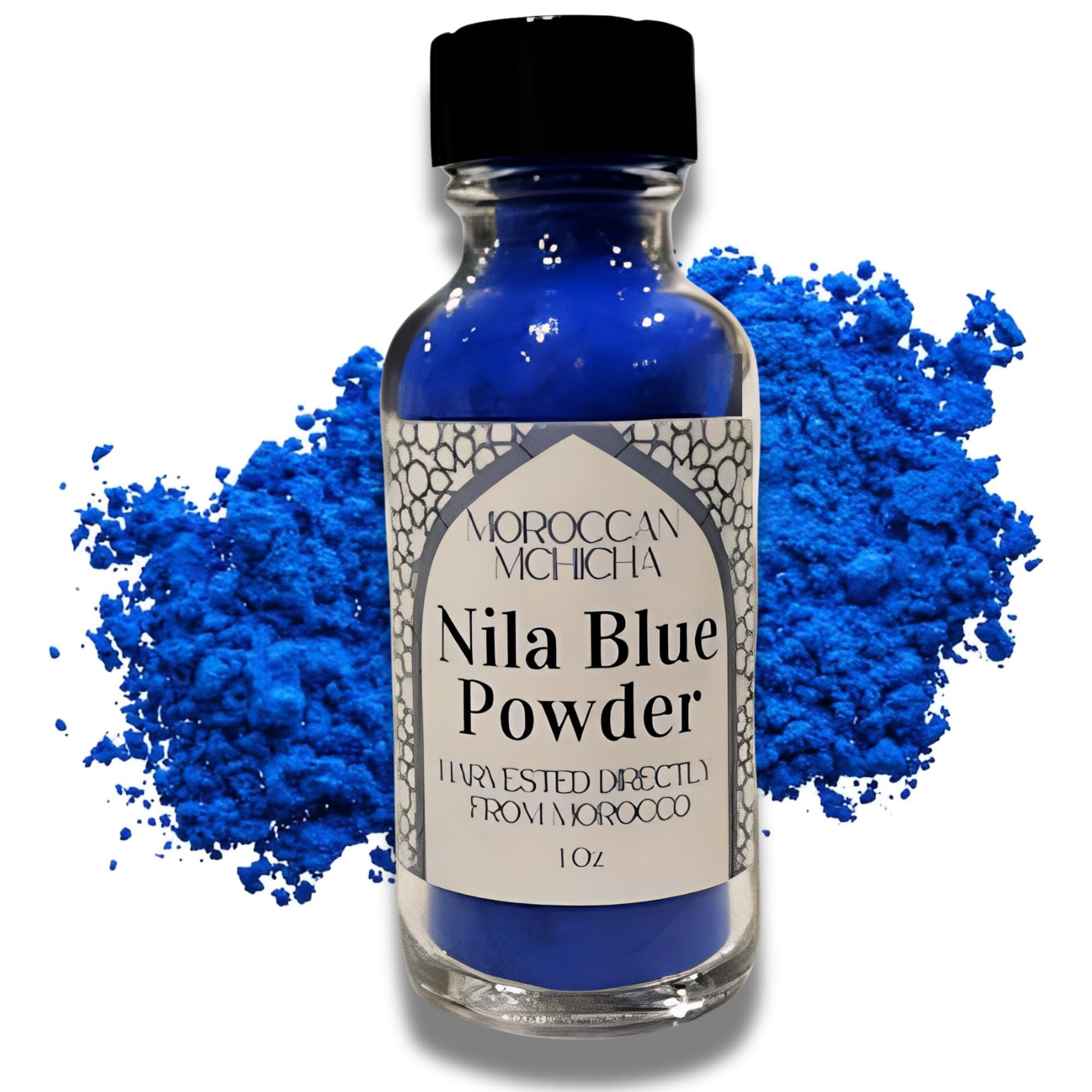 MOROCCAN MCHICHA Moroccan Blue Nila Powder for Nila Mask with Instructions, Moroccan Skin Care, 30 grams
