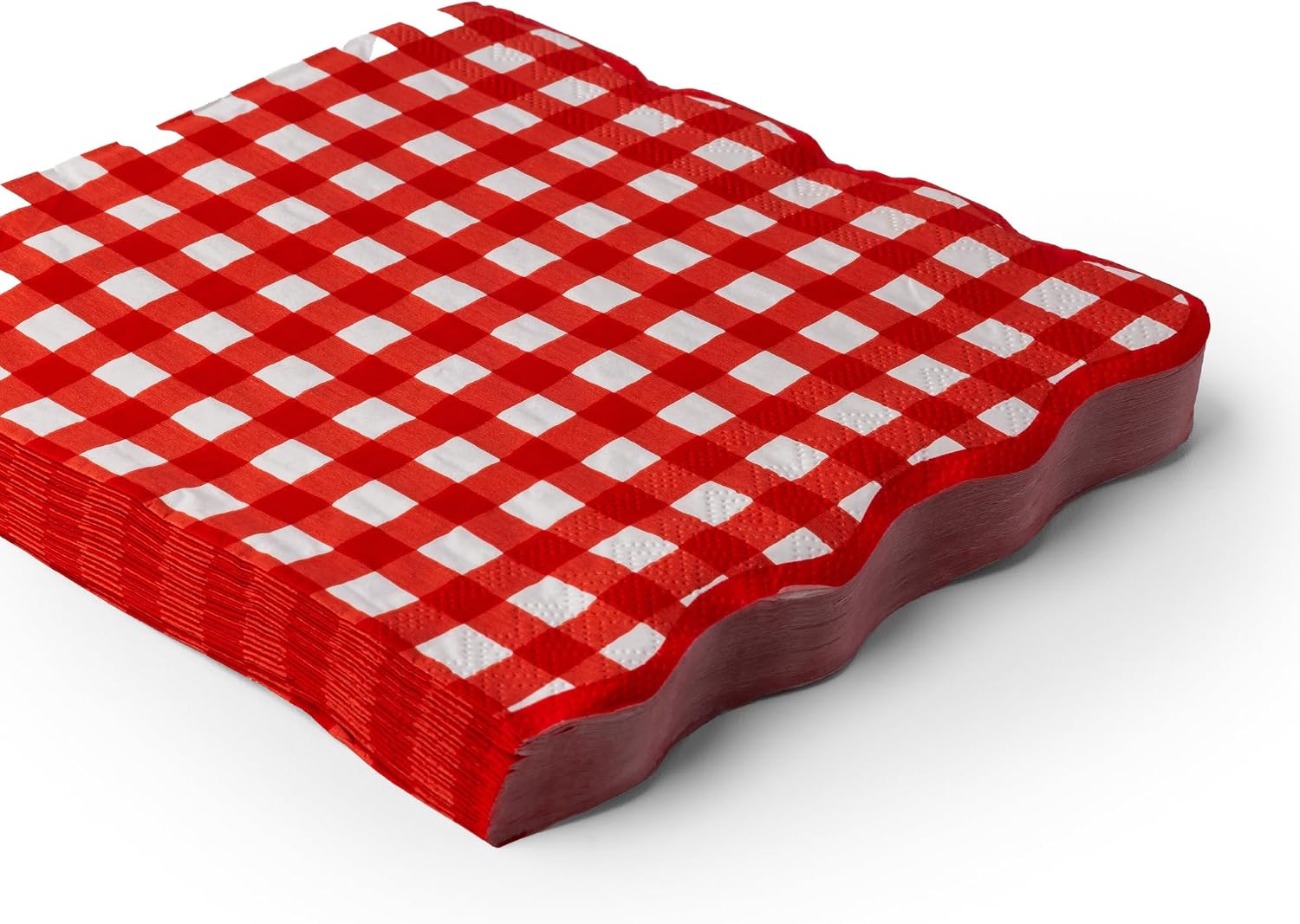 Bonjour Fête Red Gingham Paper Party Dinner Napkins | Premium Party Supplies | Ideal for Picnics, 4th of July, Valentine’s Day, & Festive Gatherings | Pack of 20, 6.5" x 6.5"