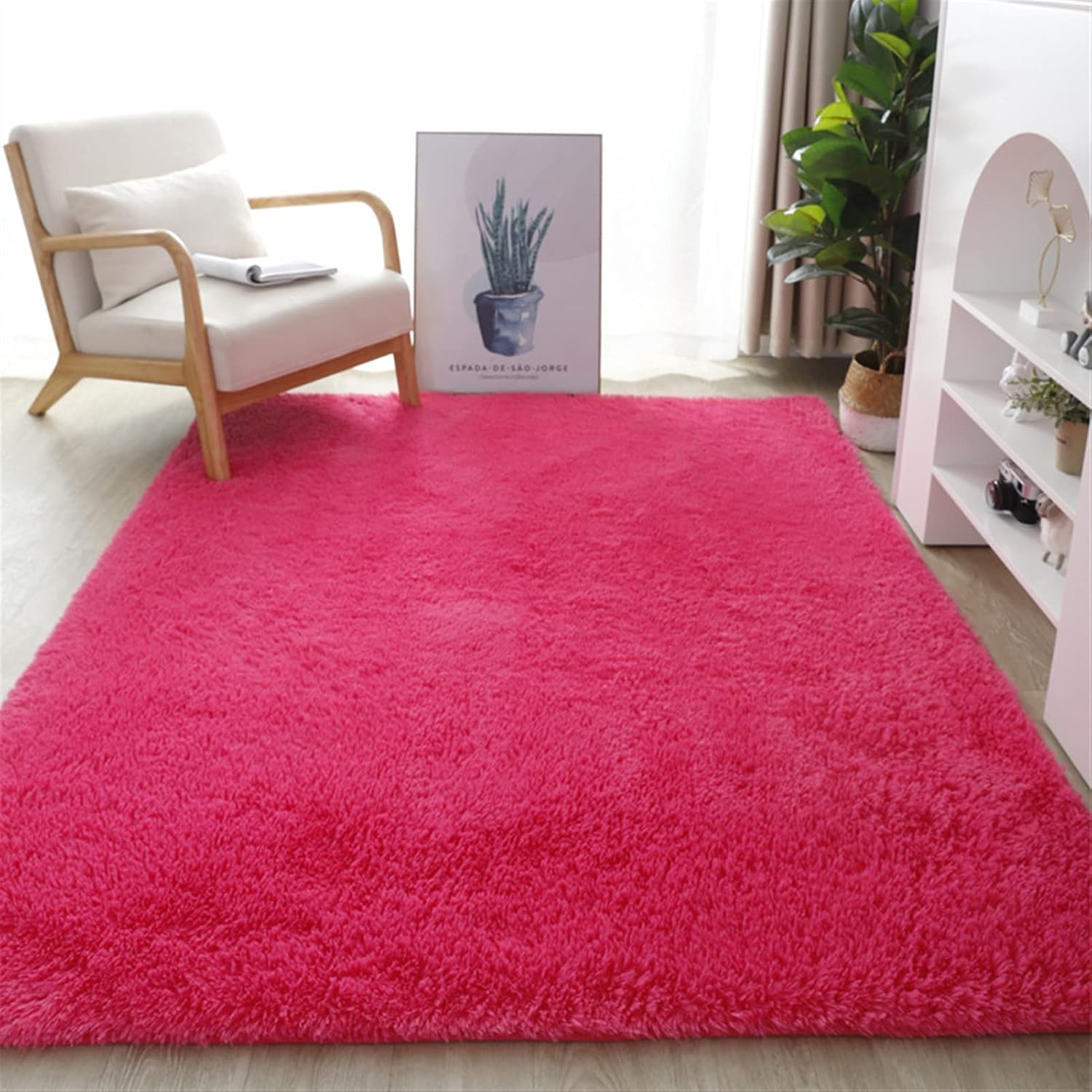 Soft Fluffy Rectangle Area Rug, Cozy Plush Shaggy Carpet for Living Room Bedroom Home Décor Orange 5.2 x 6.6 Feet
