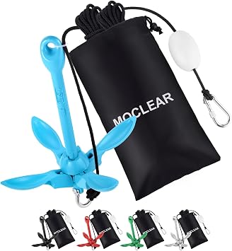 Kayak Anchor Kit, 1.5/3.5 lb Compact Folding Grapnel Anchor for Kayaks, Canoes, SUPs, Jet Skis, Small Boats - Lightweight Portable Marine Boat Anchor with Rust-Resistant Design