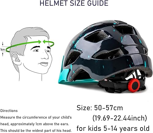 Miniatura 5 de Casco de bicicleta para niños y niñas, casco de bicicleta con visera genial para niños de 5 a 14 años, casco de bicicleta para niños, casco de