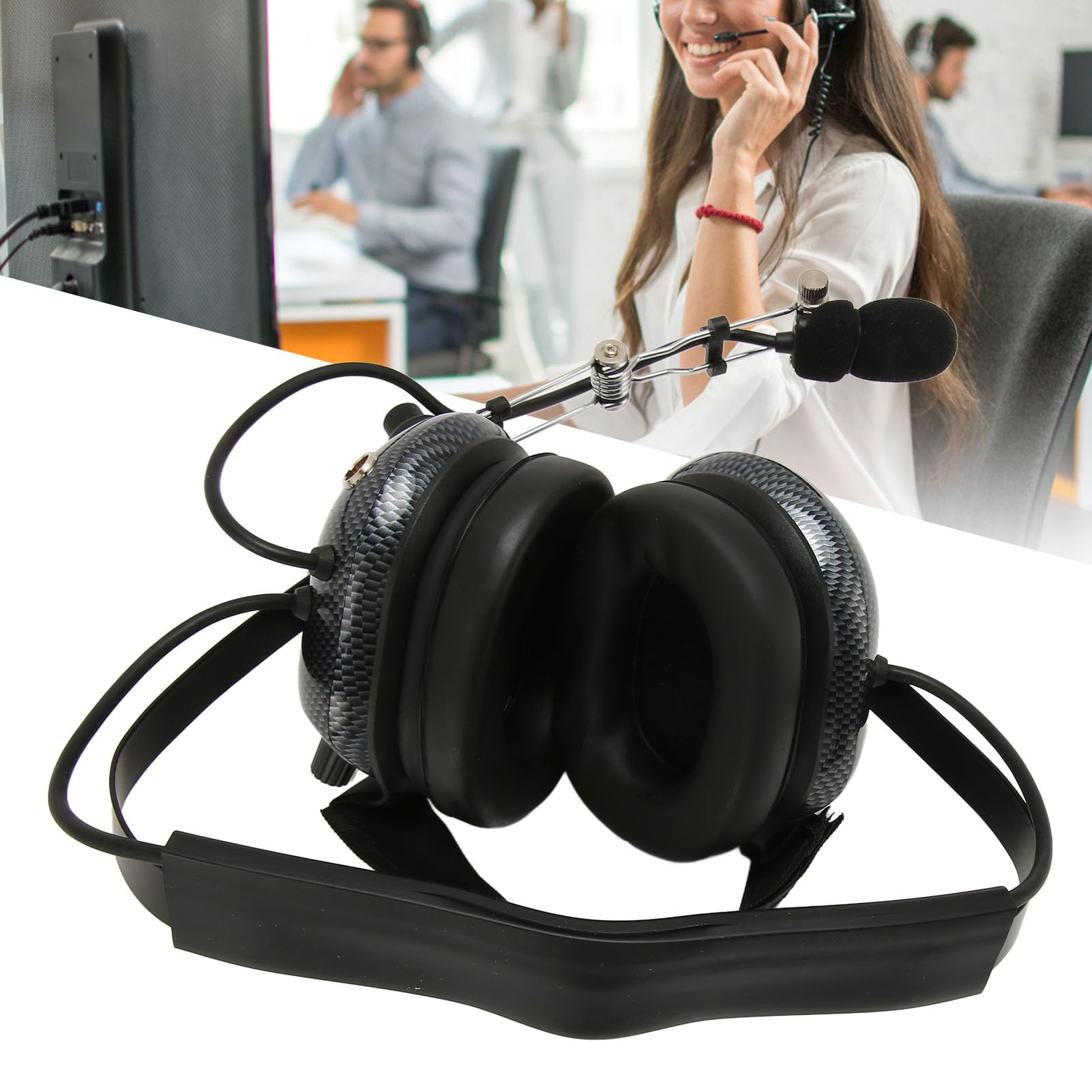 Cryfokt Luftfahrt-Headset, Professionelles Zwei-Wege-Funk-Headset mit 24 DB NRR-Gehörschutz und Geräuschunterdrückendem Mikrofon, für Renn- und Industrieanwendungen
