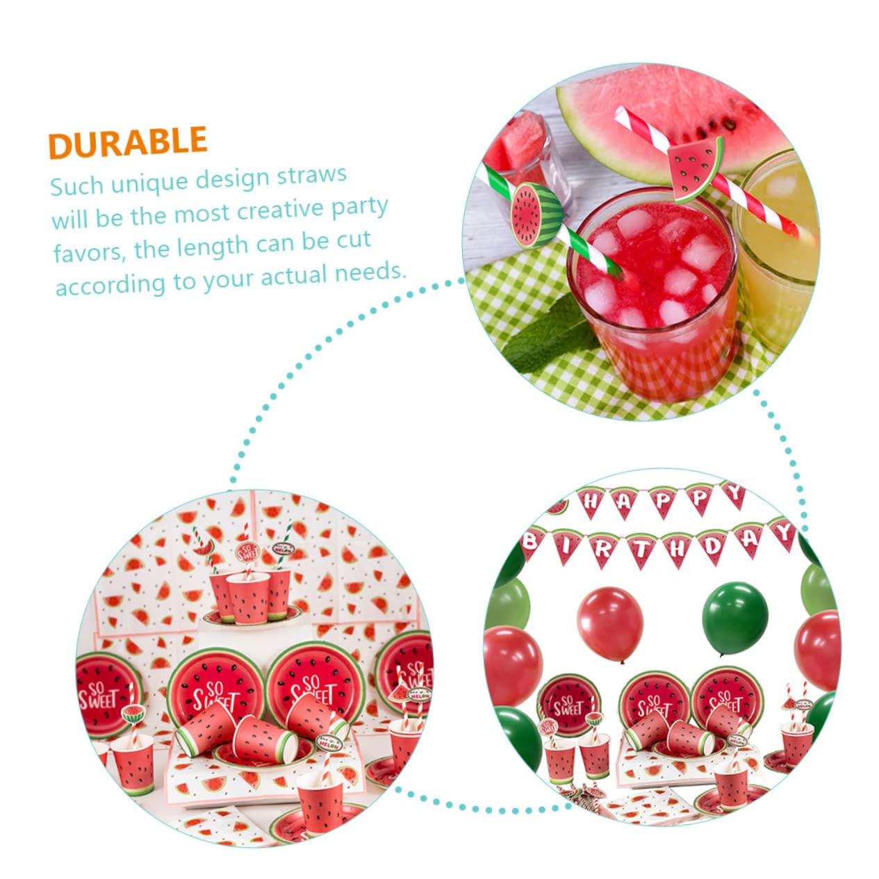 Didiseaon 4 Juegos De Pajitas De Papel Reutilizables Con Temática De Sandía Estilo Hawaiano Decorativas Para Fiestas Y Cócteles 40 Unidades.
