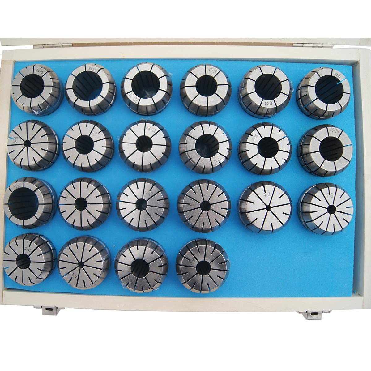 KATSU ER40 Juego de Pinzas de Resorte 22 Piezas 4-25 mm Precisión Mandril de Enrutador para Máquina de Grabado CNC y Herramienta de Torno Fresado 11028301