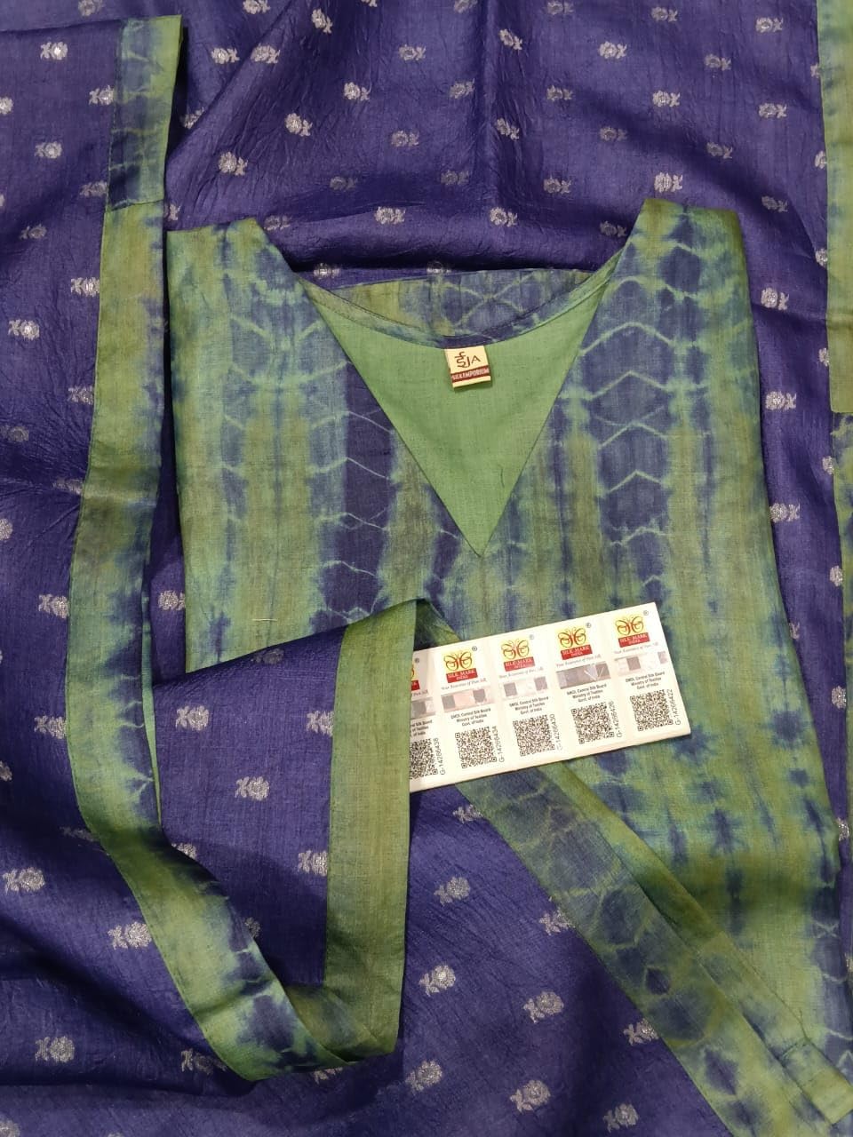 Women’s Shibori Kurti Set with Dupatta | Ethnic Indian Salwar Suit | 3/4 Sleeve Tie Dye Kurta with Pants | Traditional Wear