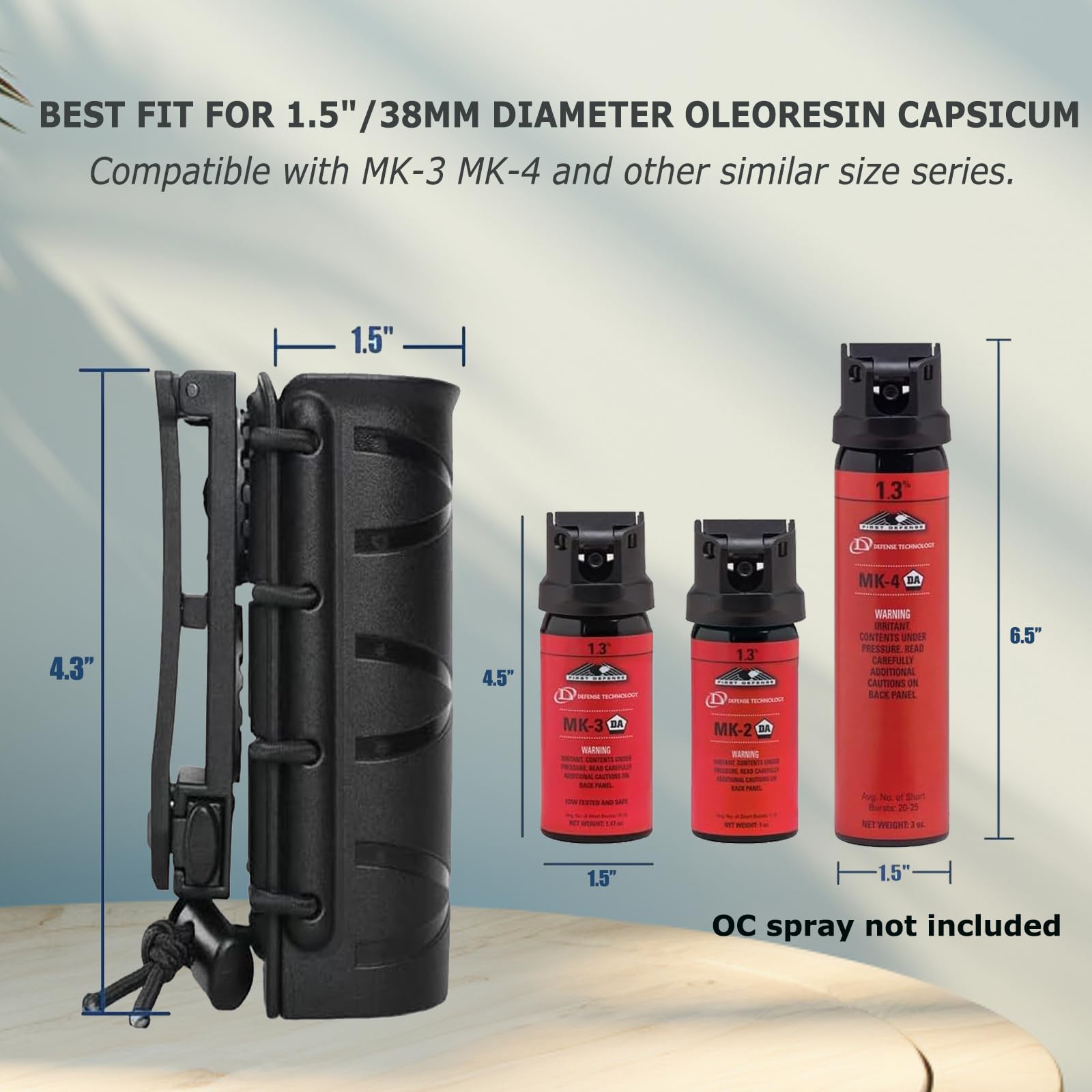 Open to OC/MOLLE Vest Quick Release Pepper Spray Holder/Mace Spray Holster for Duty Belt, 360° Rotating Carrier Sheath MK3 MK4 Canisters Holder for Men Women