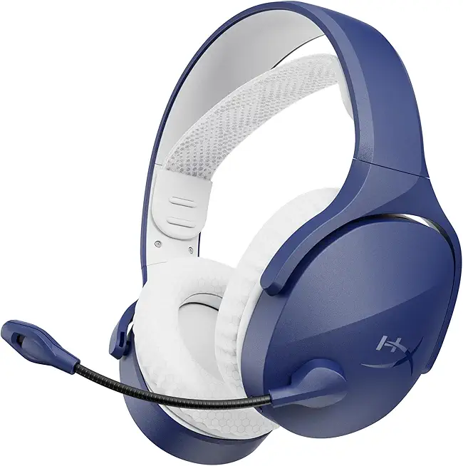 HyperX Cloud Jet – Dual Wireless Gaming Headset, 2.4GHz & Bluetooth, PC, Mac, PS5, PS4, Mobile, 40mm Treiber, 25 Stunden Akkulaufzeit, Swivel-to-Mute Mikrofon, Leichtes Design, Blau