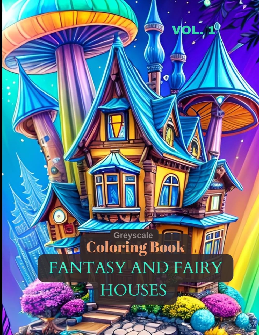 Greyscale Fantasy and fairy houses: Greyscale Coloring Book Fantasy and fairy Houses with 40 Amazing Illustrations