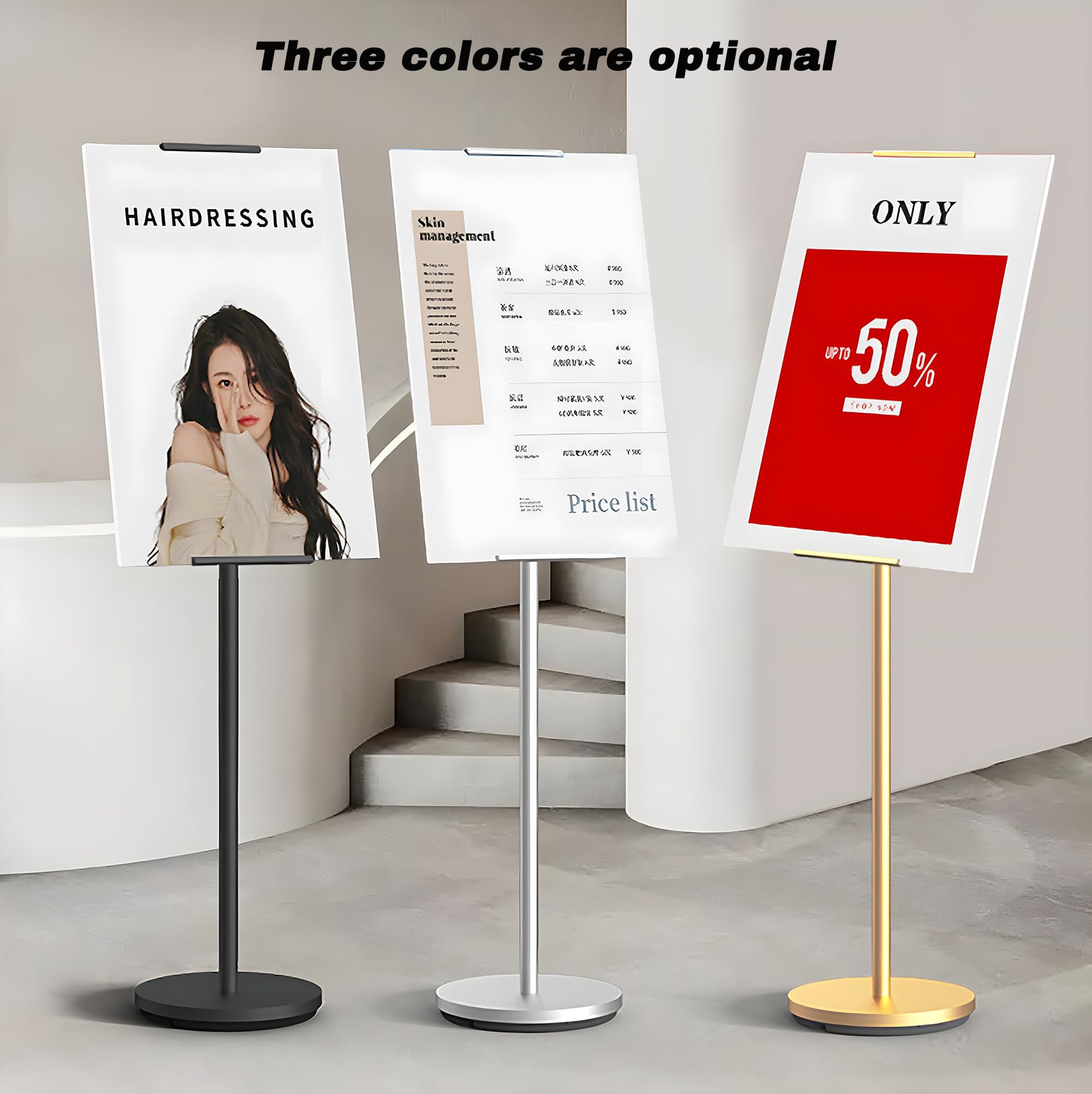 NEWSANDOR Heavy Duty Multi-angle Adjustable Metal Painting Easel Stand,Sign Holder Stand,Poster Stand with Round Base- Outdoor Floor Standing Indoor Display Holder(Black)