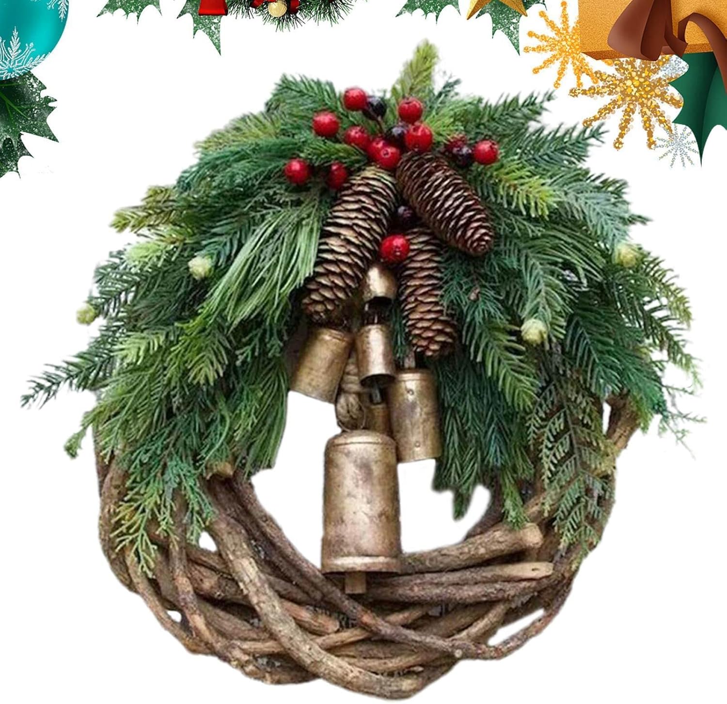 Amazon.com: Farmhouse Christmas Wreath Boho Wreath, Artificial Pine
