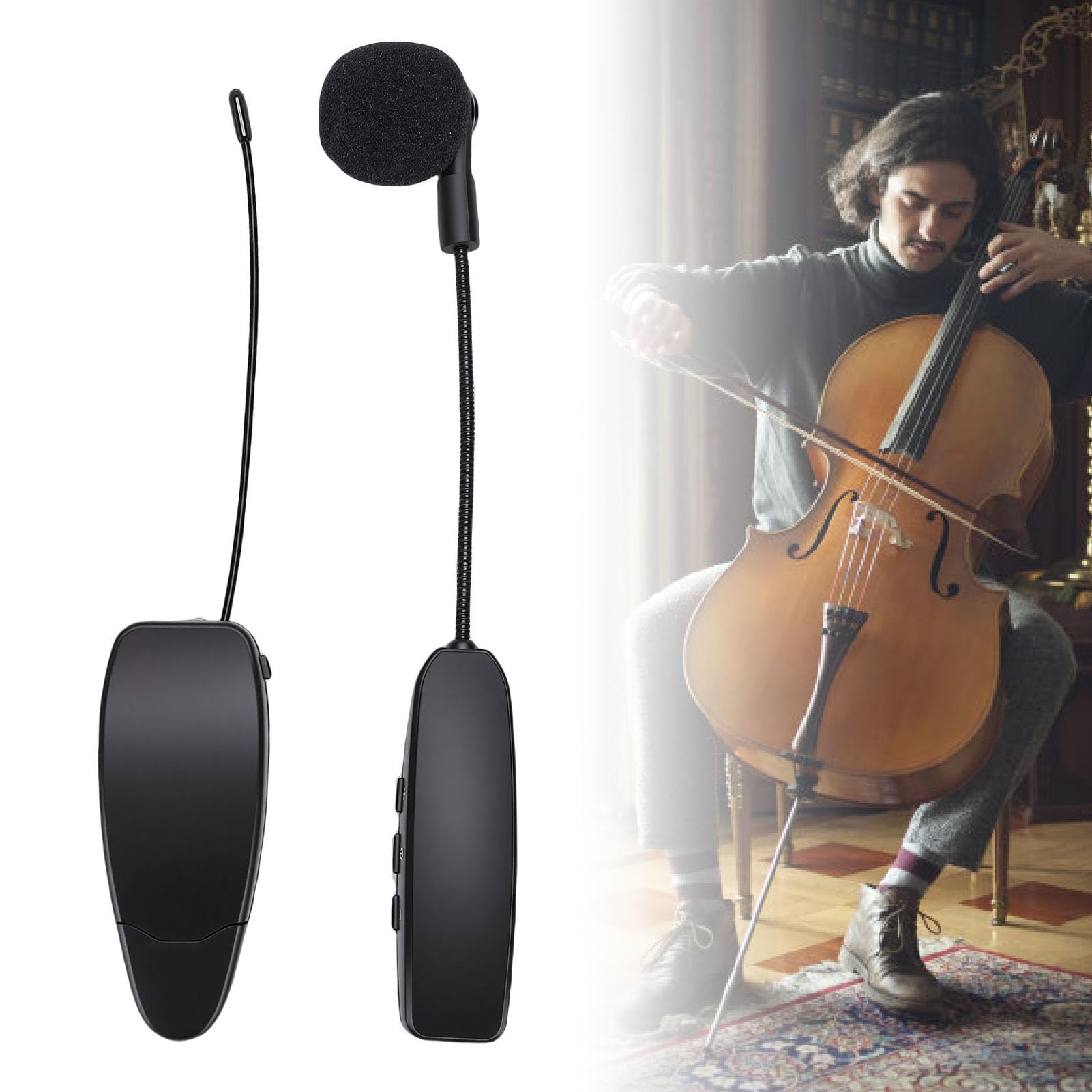 Jectse UHF-Funkmikrofon mit 360°- und Rauschunterdrückung für Bühnenauftritte mit Violine, Gitarre und Cello, Reichweite Bis zu 30 M Dank Saugnapf