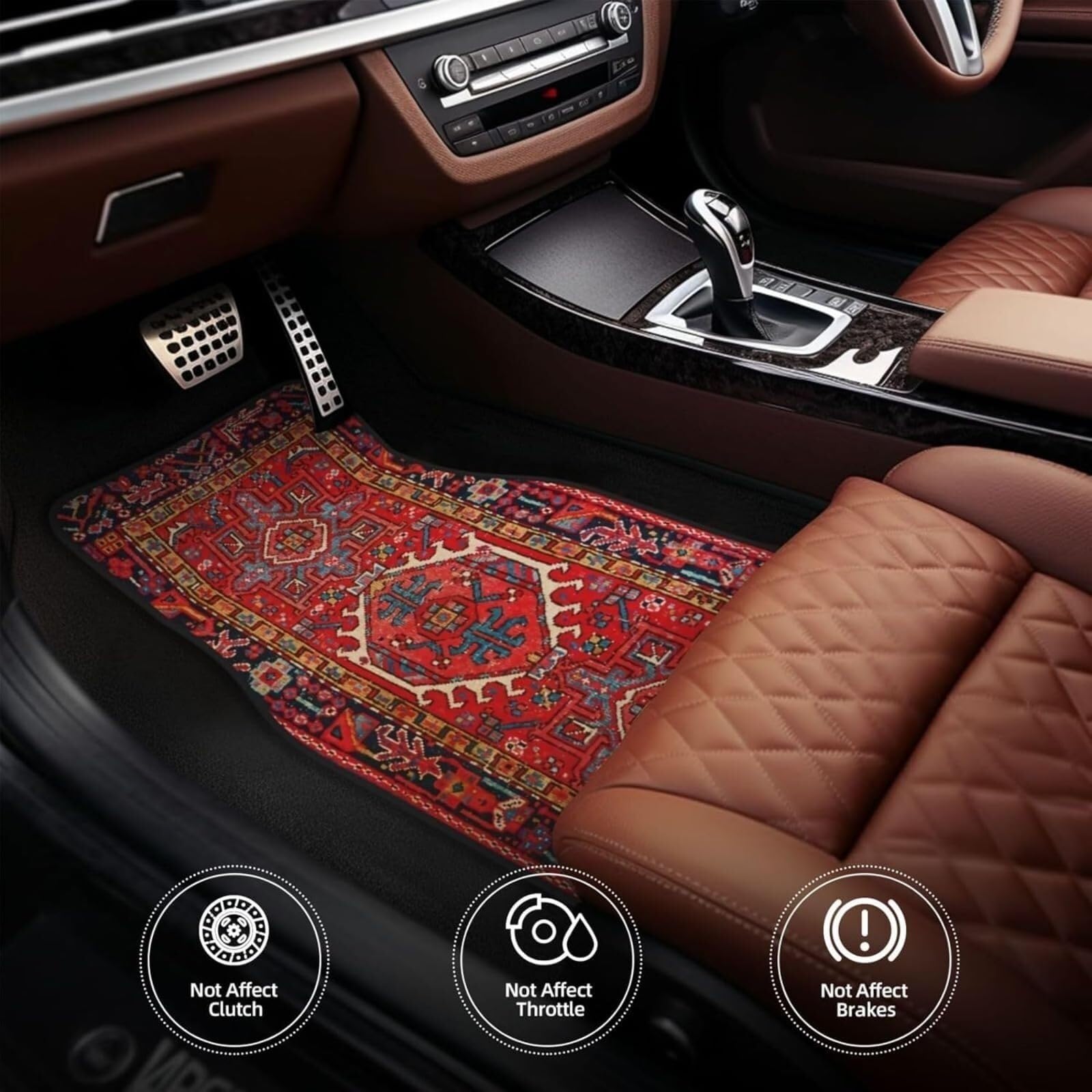 Bohemian Car Floor Mat Set of 4 - Non Slip All Weather Universal Fit for Cars SUVs Trucks — view 2