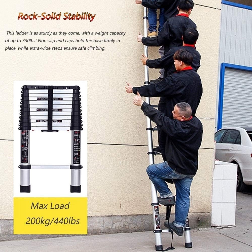 Telescoping Ladder 4/6/8/10/12/13/14/16 Ft Tall Folding Portable Extendable Ladders with One Button Retraction,for Loft/RV/Garage(Size:1.4m/4.5ft)(4.1m/13.4ft) Stabilize