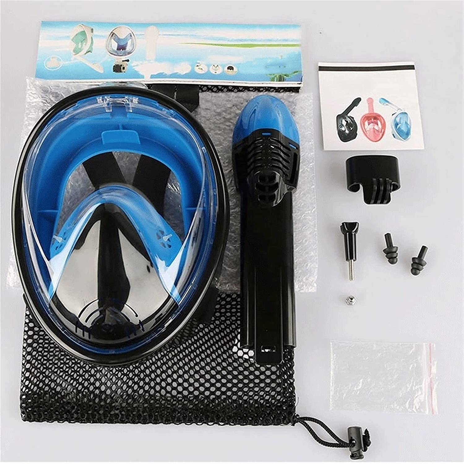 Maschera da Snorkeling in Silicone Integrale, boccaglio subacqueo a 180 ° Maschera da Immersione a Bocca Piatta a Bocca Piatta a Secco Adatta per Adulti e Bambini (al)
