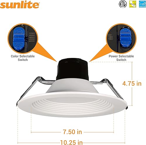 Miniatura 7 de Sunlite 87810 - Lámpara LED empotrada redonda de 8 pulgadas, potencia seleccionable 18 W27 W36 W, 4000 lúmenes, interruptor CCT 27K30K35K40K50K, 90