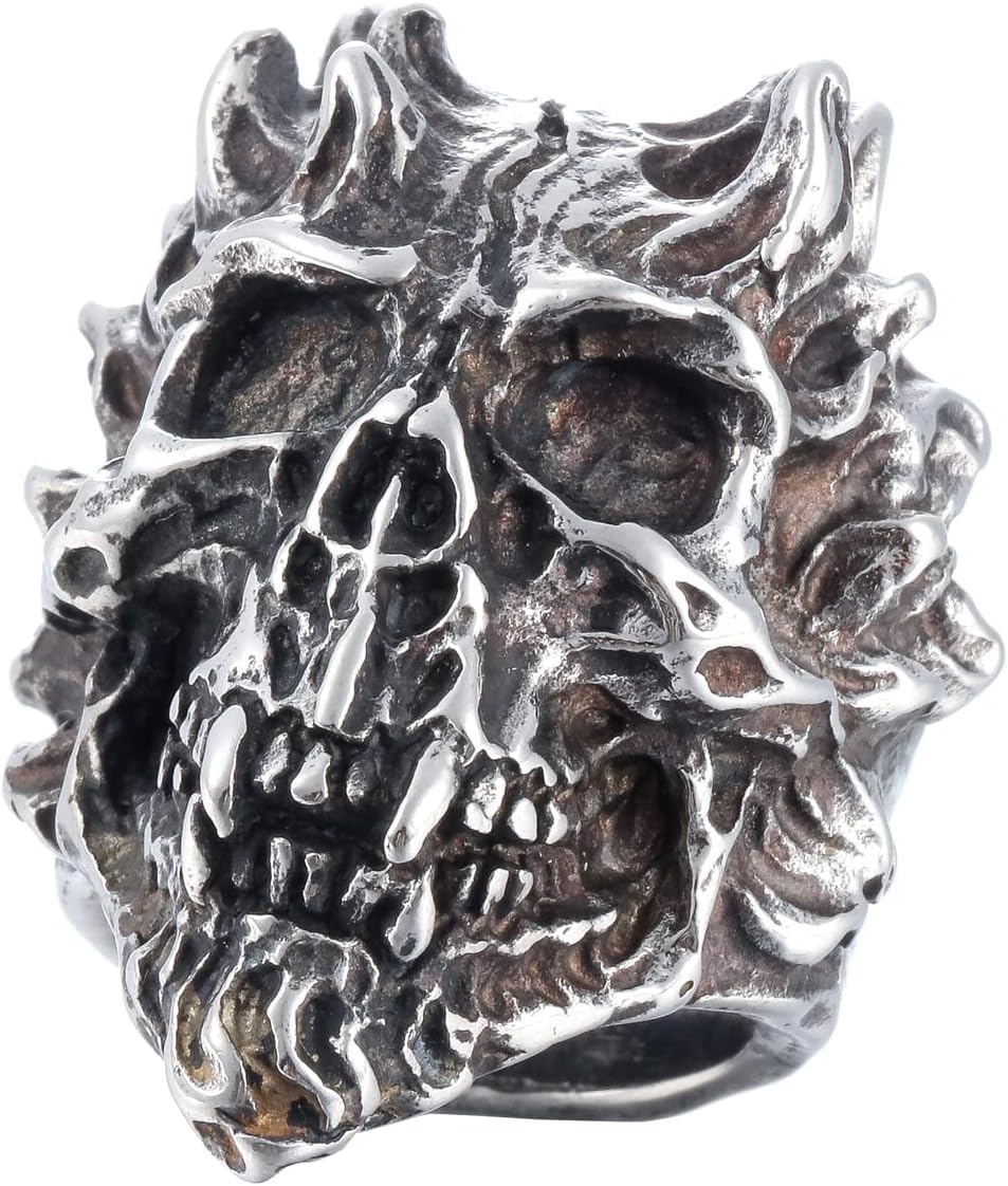Skull Rings Stainless Steel Jewelry Edgy Chunky Death Ring for Men