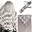 LORIEN Silver Grey Clip in Hair Extensions Real Human Hair Clip ins Remy Human Hair Clip in Extensions Invisible Natural Straight Seamless Clip on Hair Extensions 8pcs Double Weft 18 Inch 100g