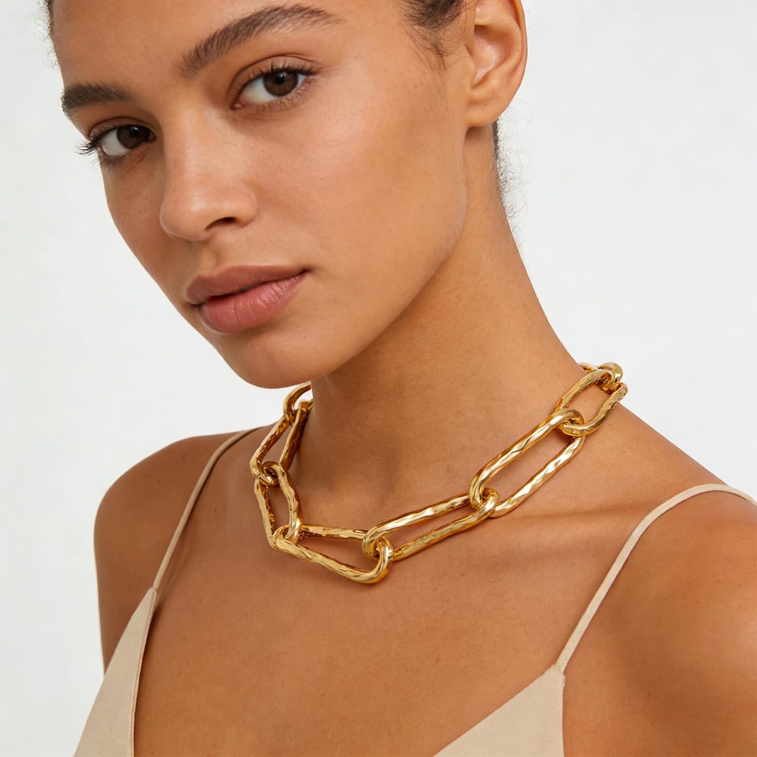 Chunky Gold Choker Necklace for Women 14K Gold Plated Paperclip Chain Thick Link Chokers Bold Statement Jewelry Gifts - Image 2