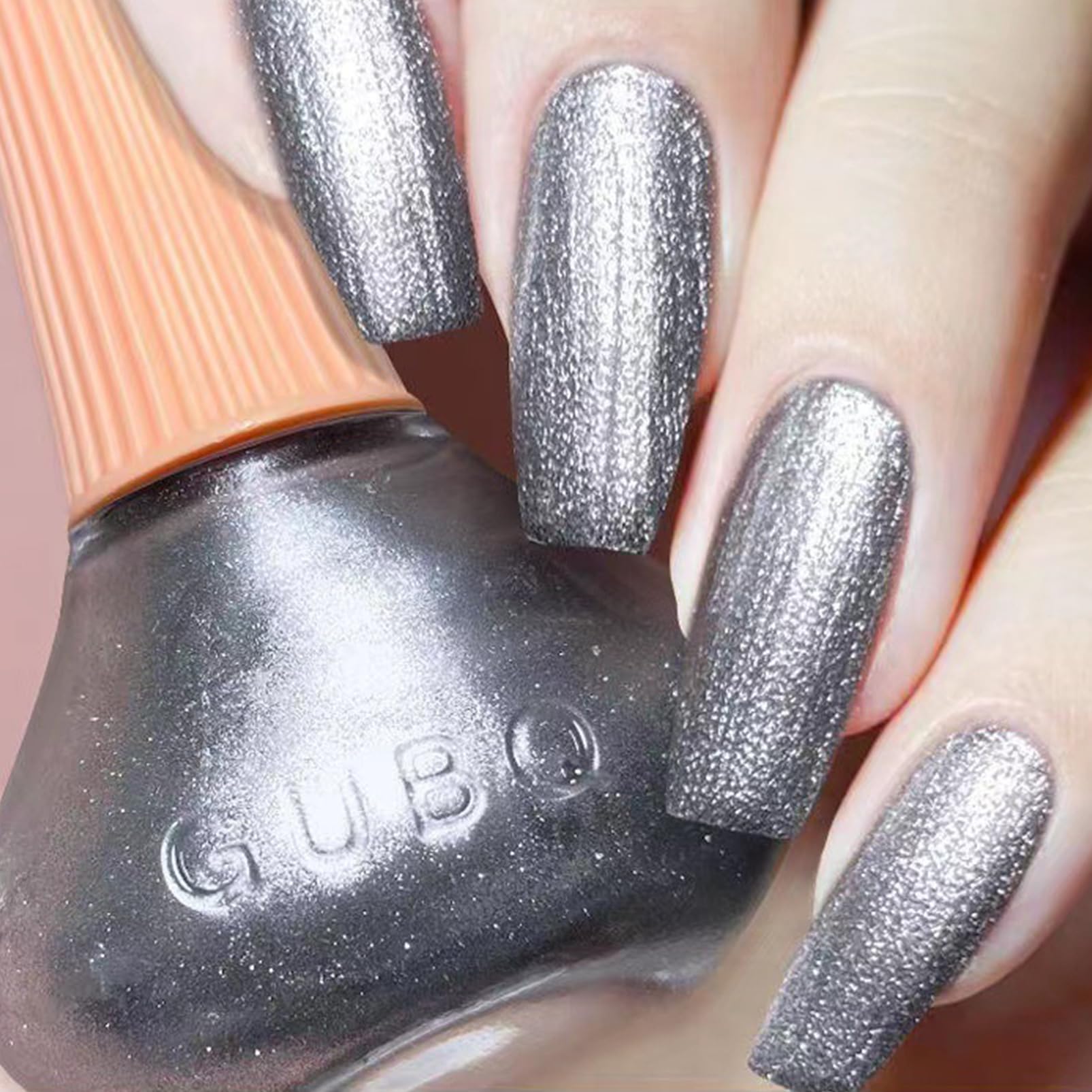 Schnell trocknend & Langanhaltend Glitzer Einfarbiger Nagellack - Silber Wasserbasierte Nagellacke für DIY Nageldesign - Ohne UV Lampe Nail polish - Quick Dry ungiftiger Nagellack (Silber 12ML)