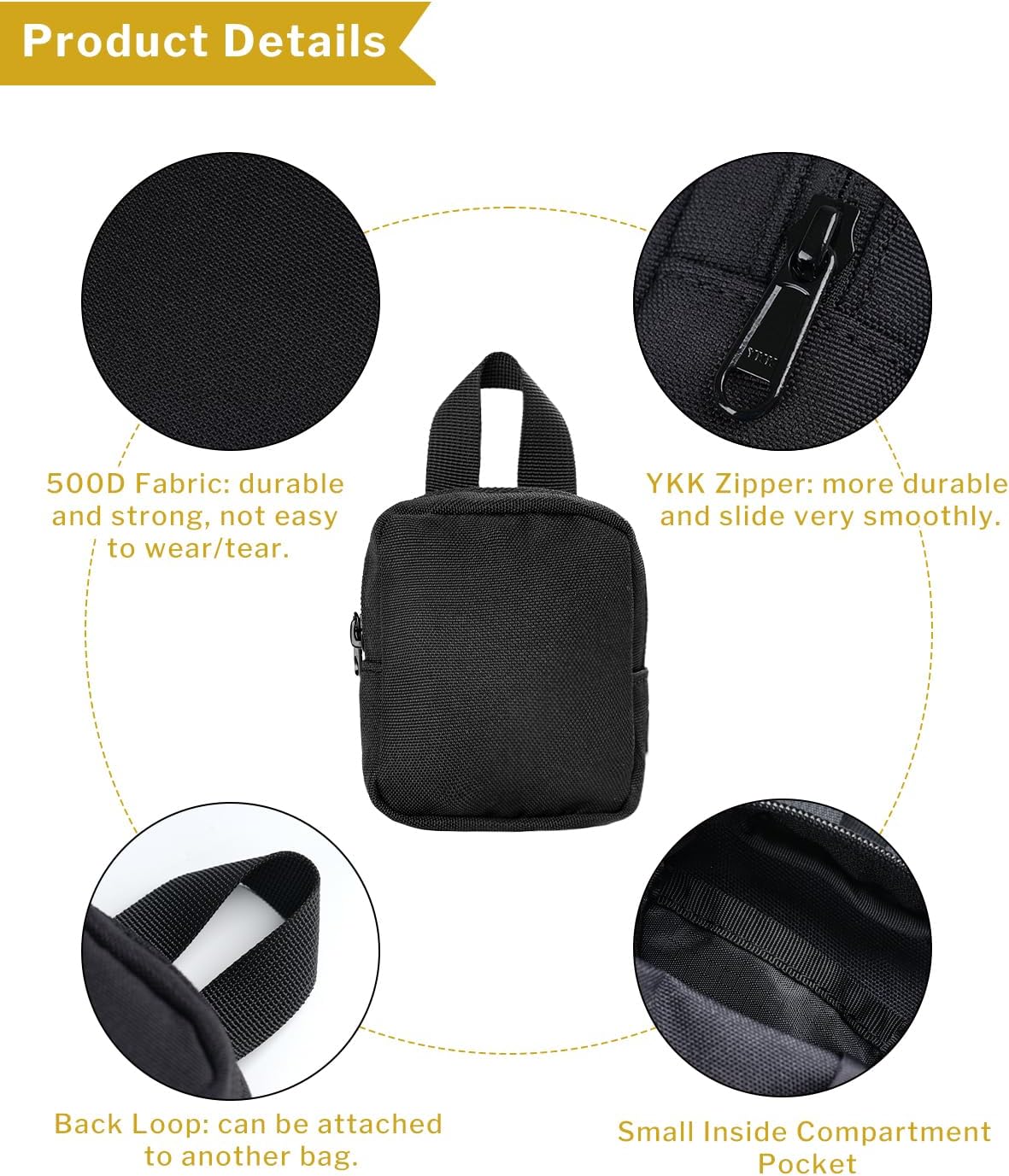 VIPERADE VE33 Small EDC Pouch, Mini Pocket Organizer, Mini Tactical EDC Compact Pocket Organizer Pouch, Micro EDC Pocket Organizer, Black - Image 6