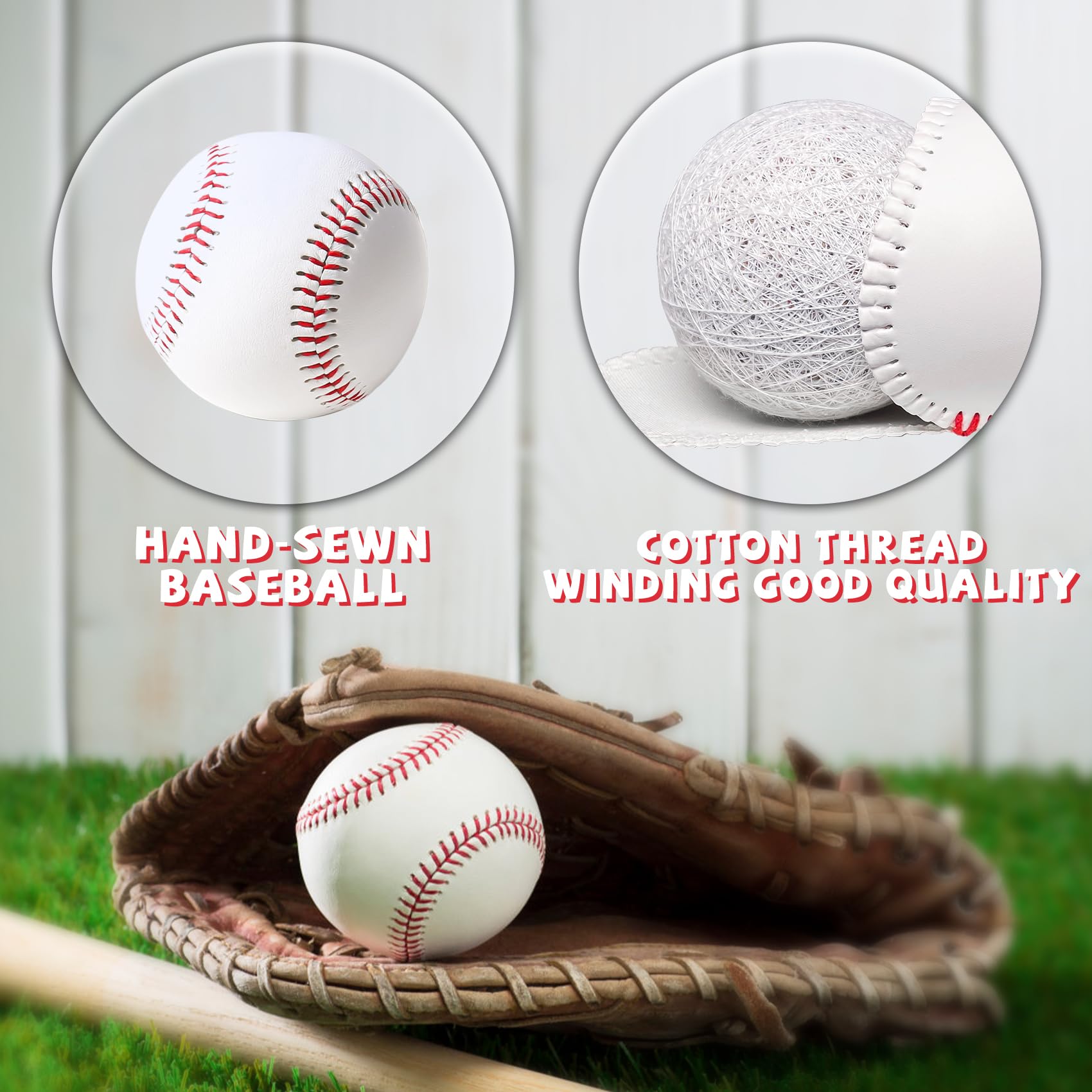 HANKLENSS Bucket of Baseballs - Standard Size Adult Training Balls for Pitching, Hitting, Fielding - Unmarked & Leather Covered Practice Baseballs - Perfect for Youth Baseball