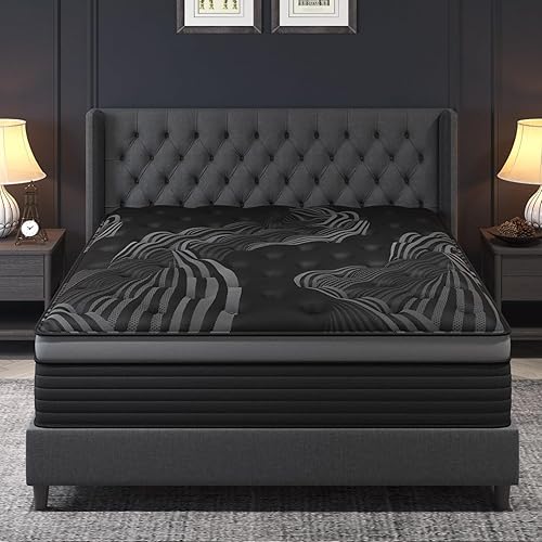 Colchón híbrido tamaño individual de 14 pulgadas, sensación media firme con resortes embolsados y espuma viscoelástica de gel refrescante,