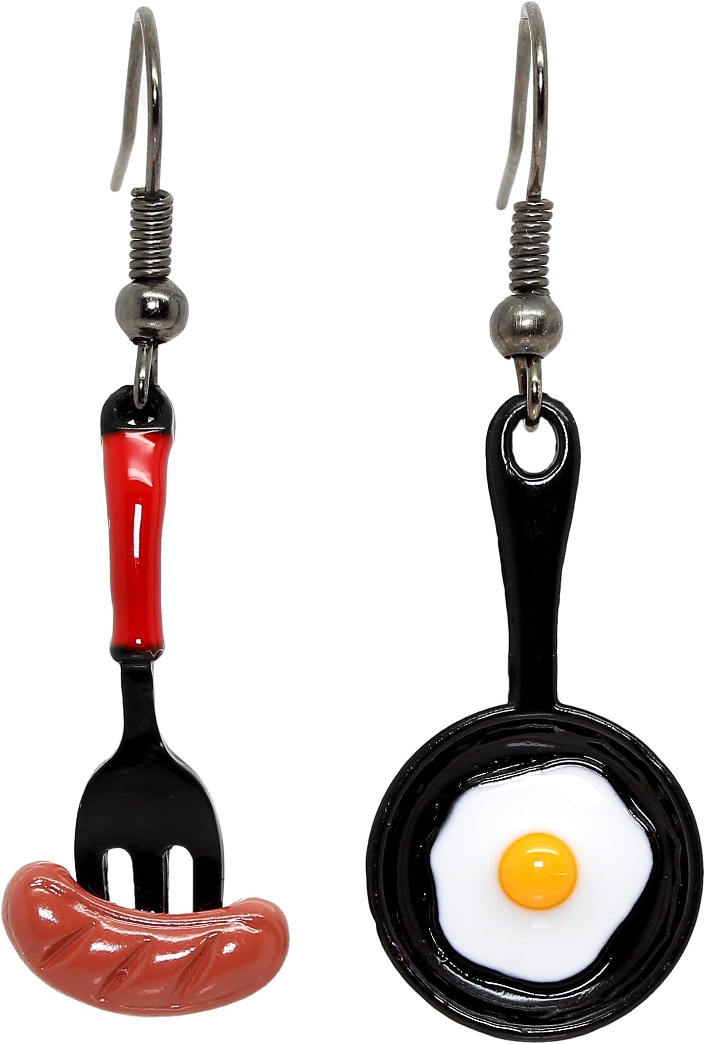 ALL DAY BREAKFAST Sausage and Egg Dangle Earrings on Gift Card