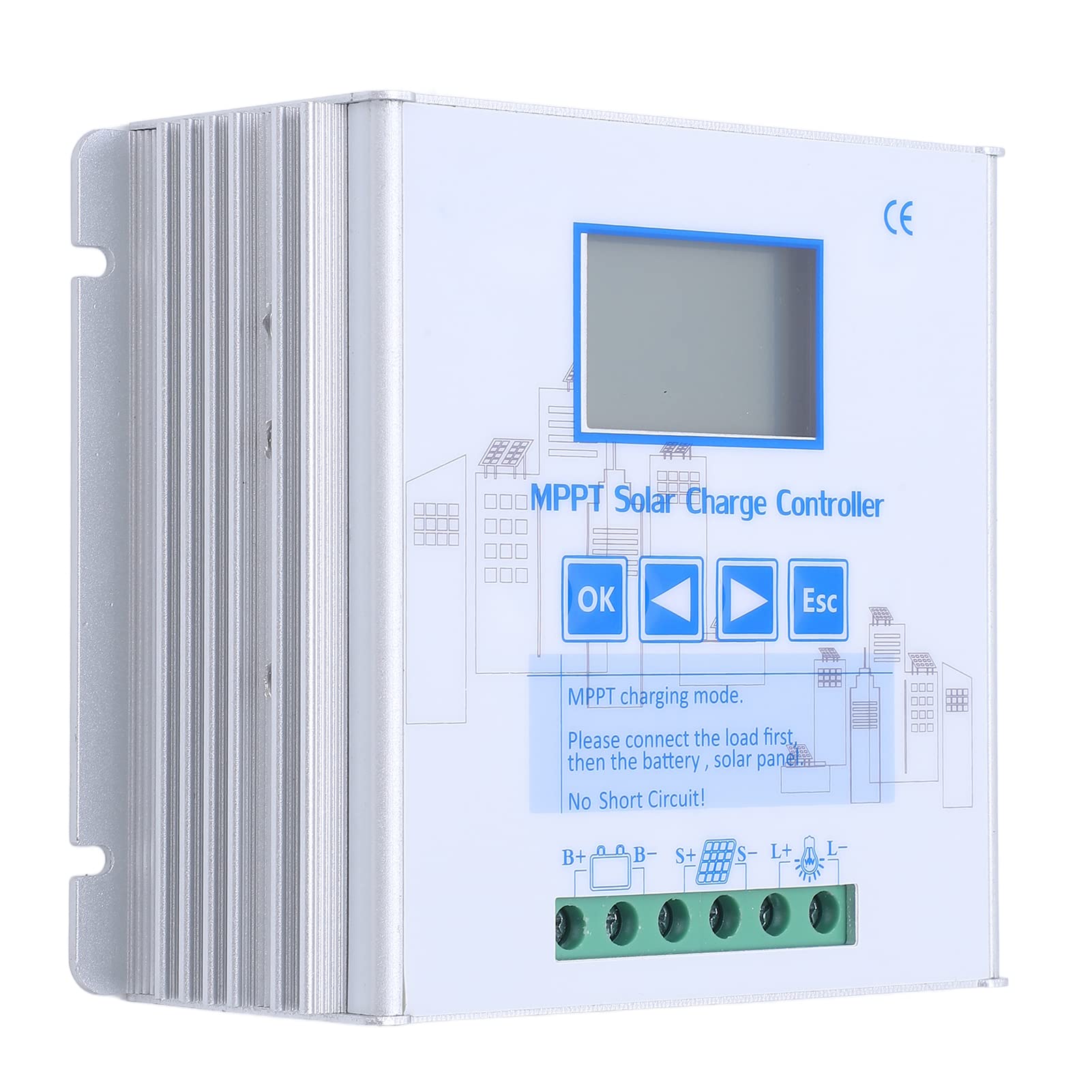 Regulator ładowania słonecznego MPPT, 24 V, 48 V, 10 A, wysoka wydajność ładowania MPPT, z wieloma funkcjami ochronnymi, do kampera, zasilacza poza siecią