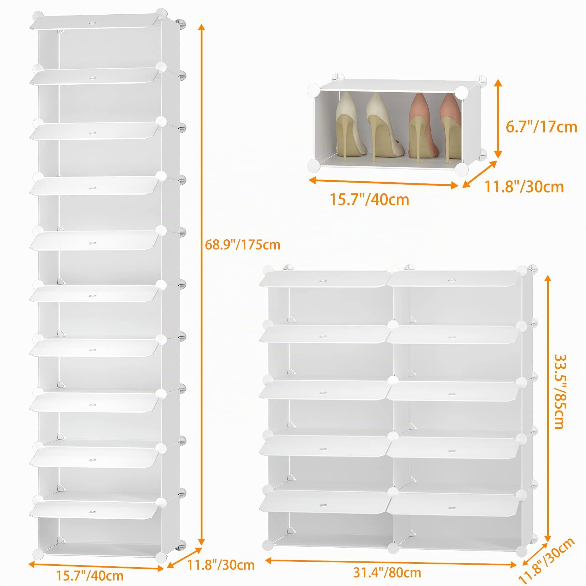 HOMIDEC Meuble Chaussure, 10 Niveaux Meuble à Chaussure pour 20 Paires, Rangement Chaussure Meuble Chaussure Entree pour Entrées, Chambres et Couloirs, Blanc