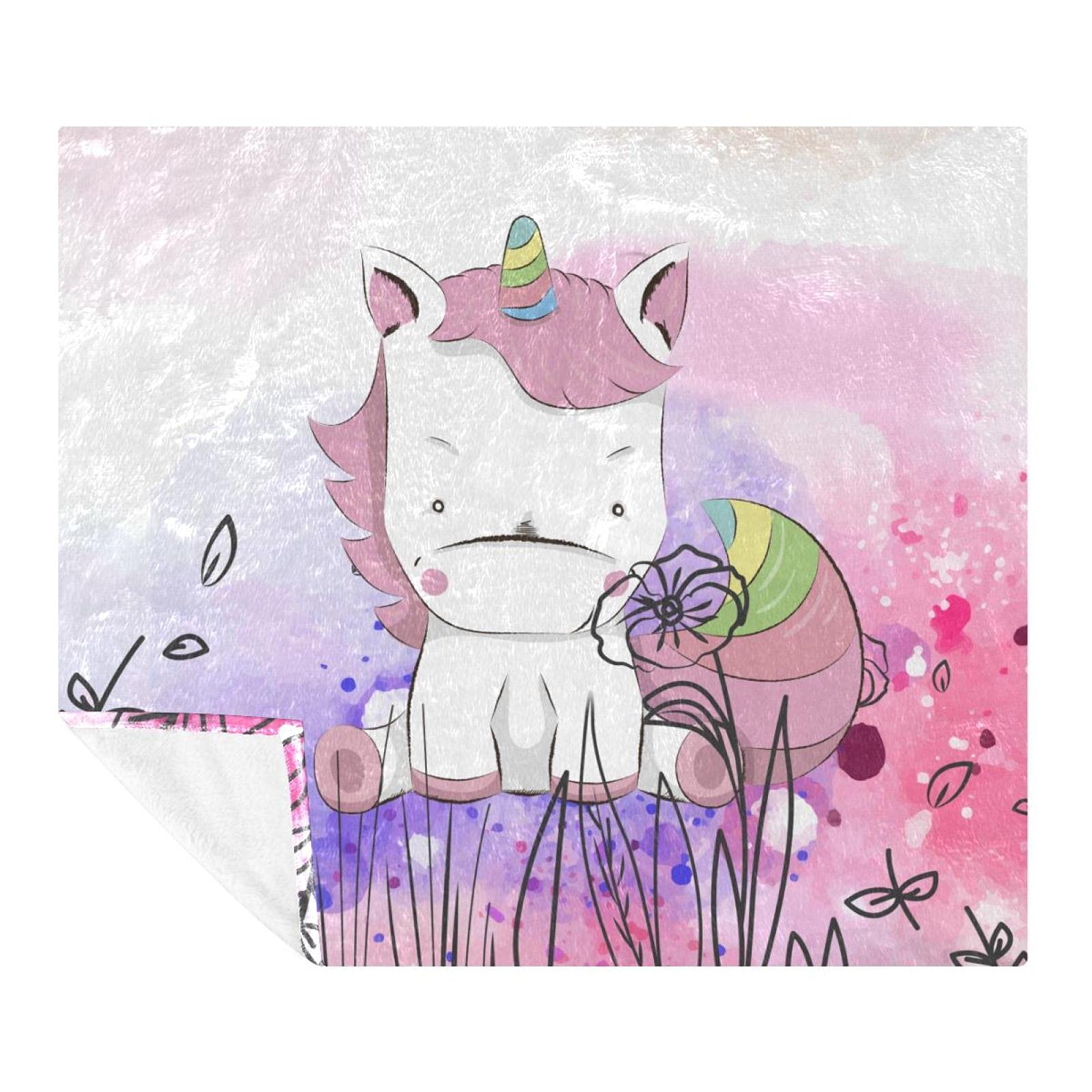 Lindo unicornio rosa acuarela bebé manta manta manta de lecho súper suave de lujo