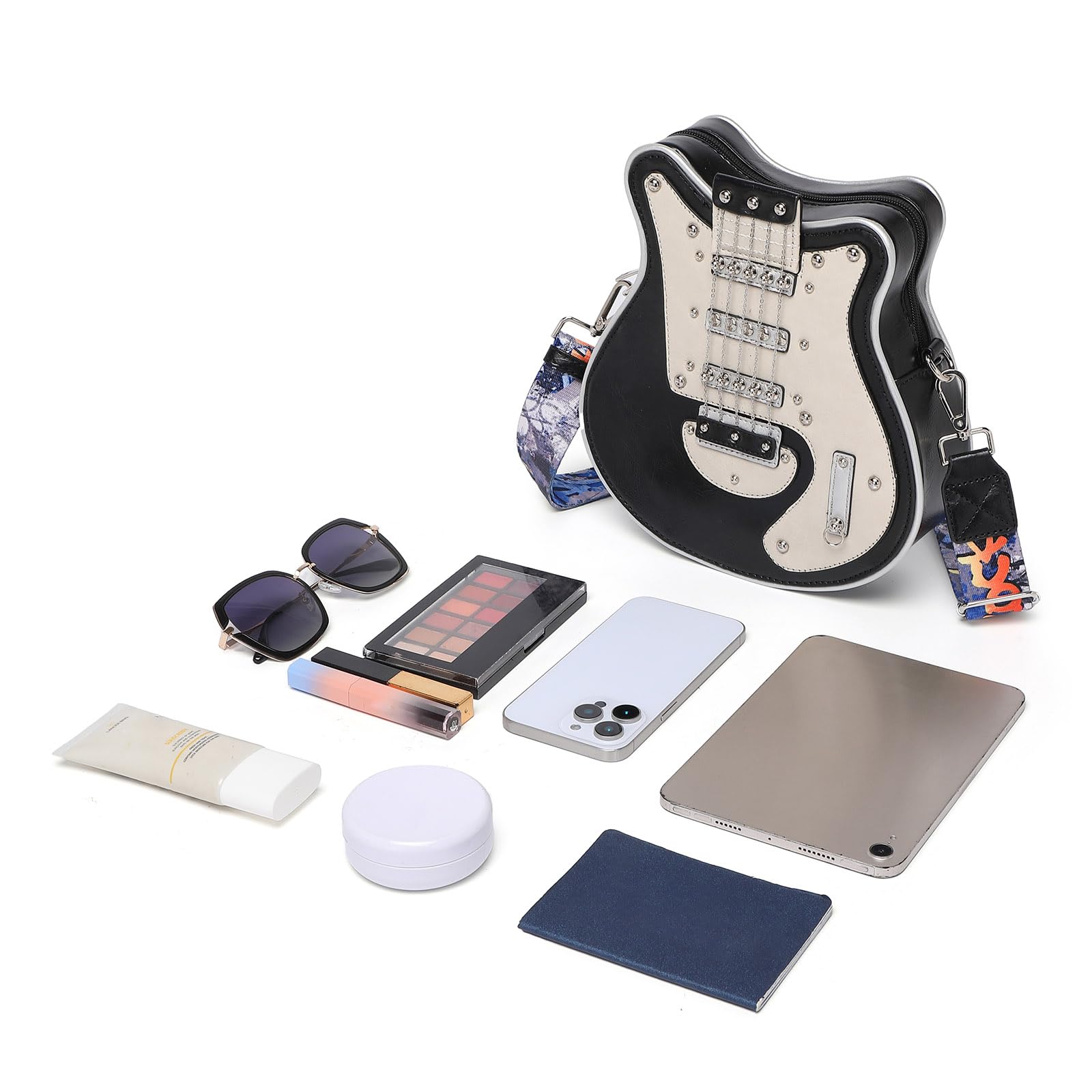 Elegante borsa a tracolla in pelle PU a forma chitarra Borse a tracolla casual Borsa a tracolla per amanti della musica e viaggiatori Accessorio per amanti della musica