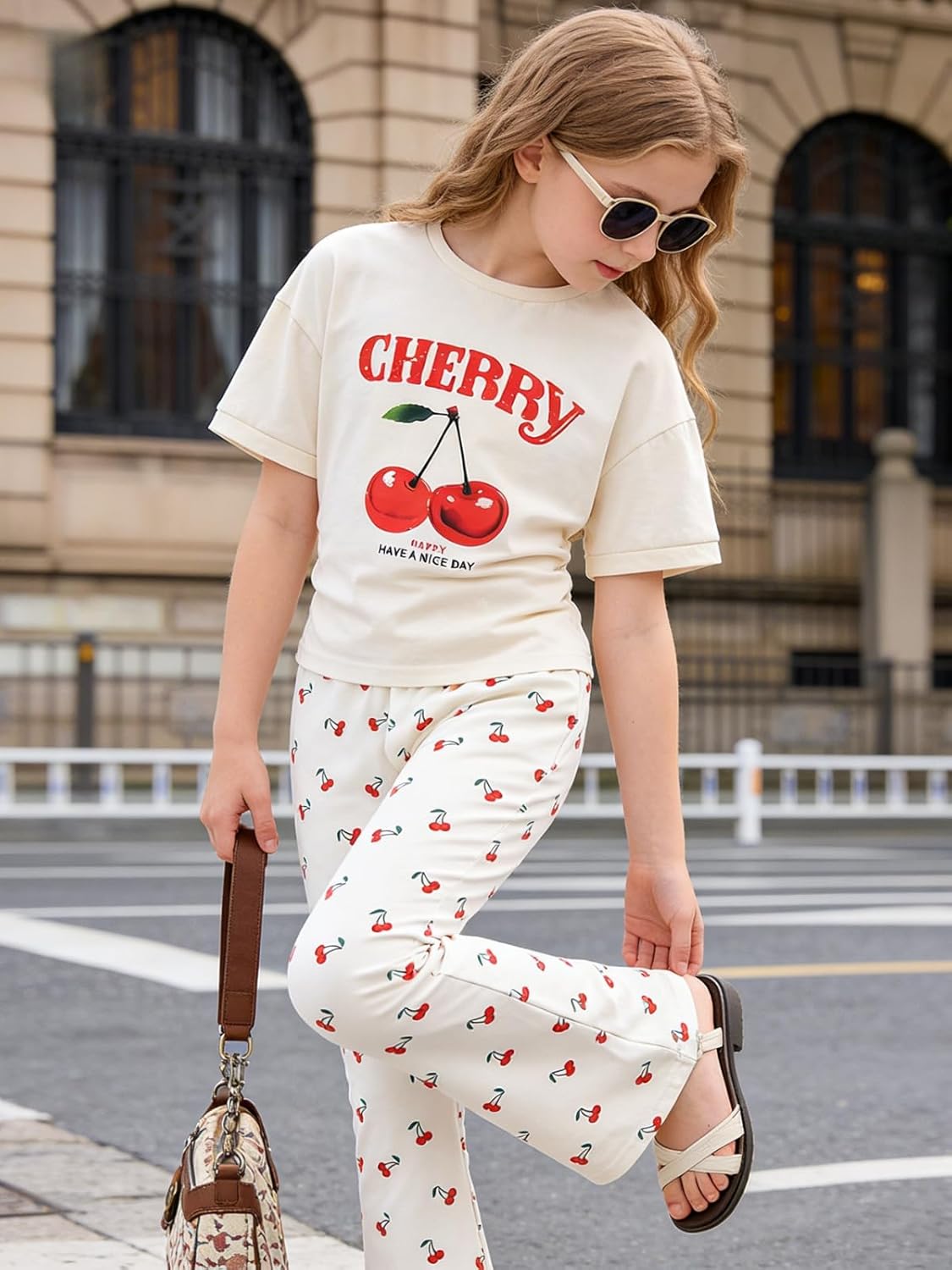 Size 6-12 Years Tween Girls Clothes 2PCS Sets Crop Tops & Flare Pants with Letter Print Summer Outfits - Image 4