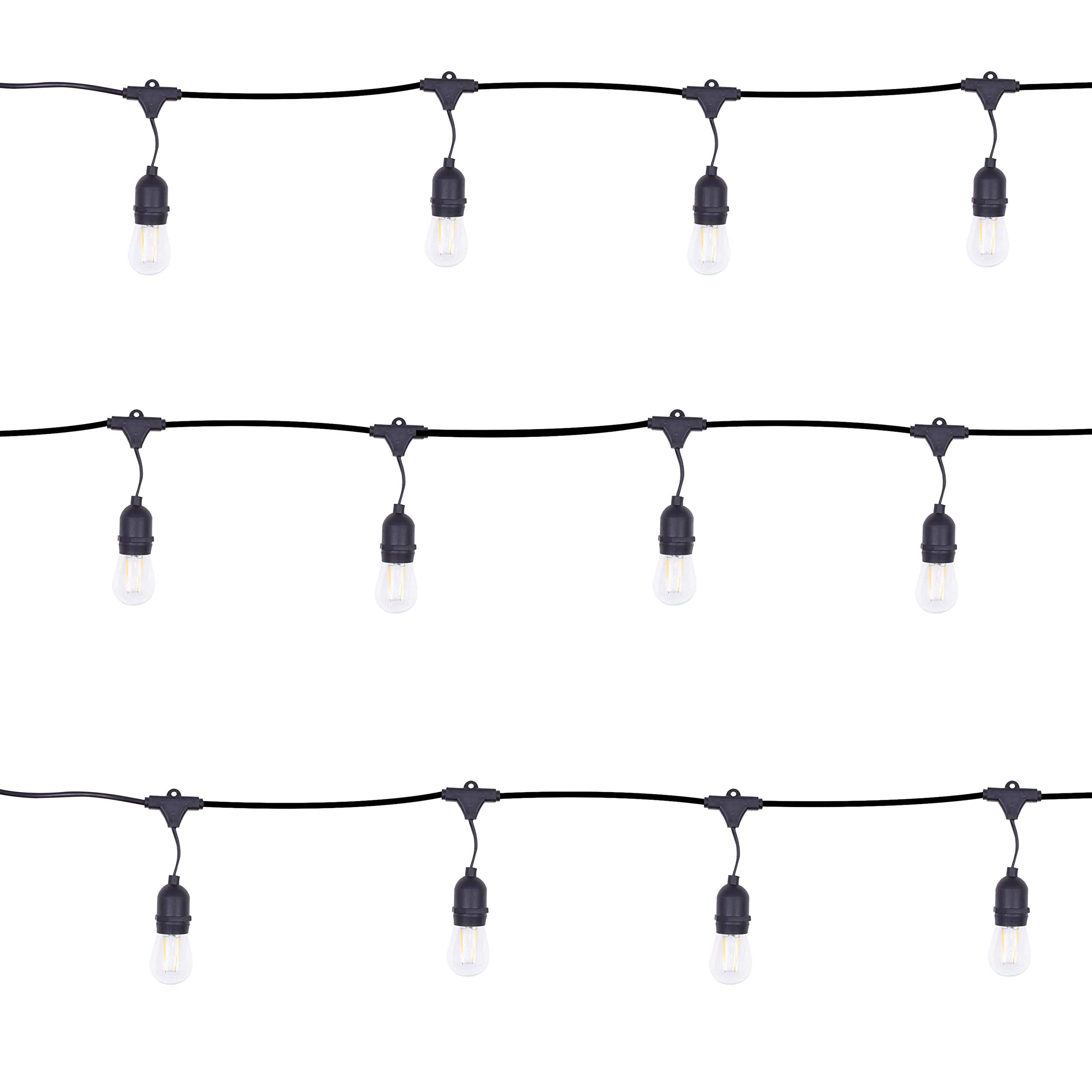 GardenKraft 10499 15m Garden String Lights/Connectable Festoon Christmas Lights / 15 E27 Style LED Bulbs / IP65 Weatherproof/Warm White (2 Pack)
