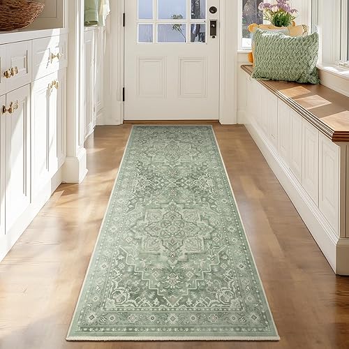 Miniatura 90 de Alfombras Redondas Beige de 4 pies, Alfombra Circular Pequeña Antideslizante Lavable de Pelo Bajo y Fina para Entrada, Cocina, Comedor, Alfombra