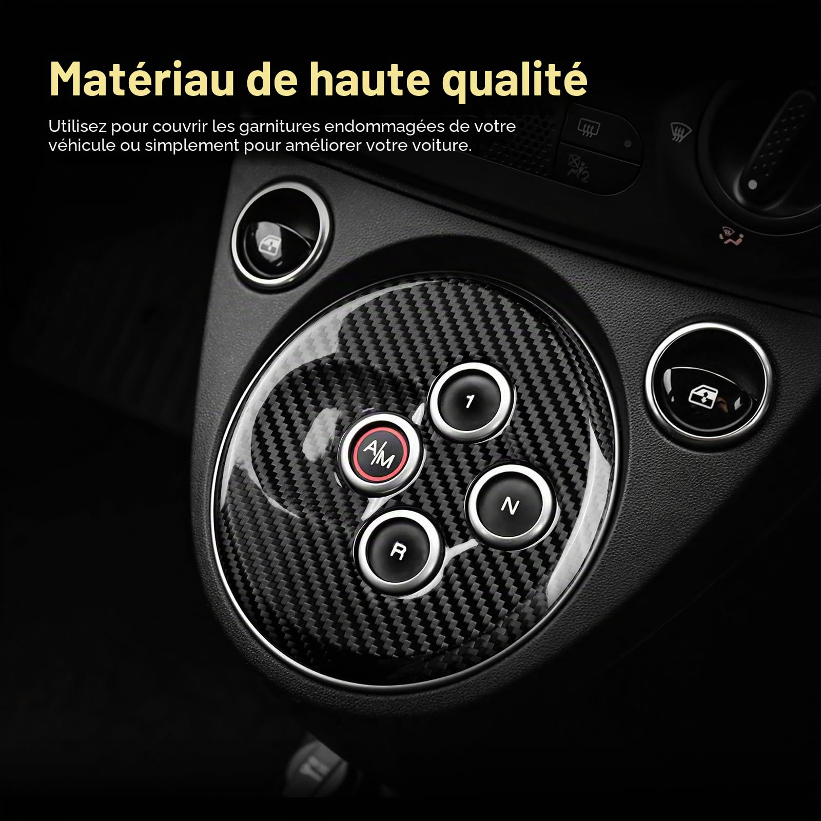 KUNGKIC Pour Fiat Abarth 595/695 Voiture Console Panneau de décoration Cadre intérieur en fibre de carbone Accessoires cadeau