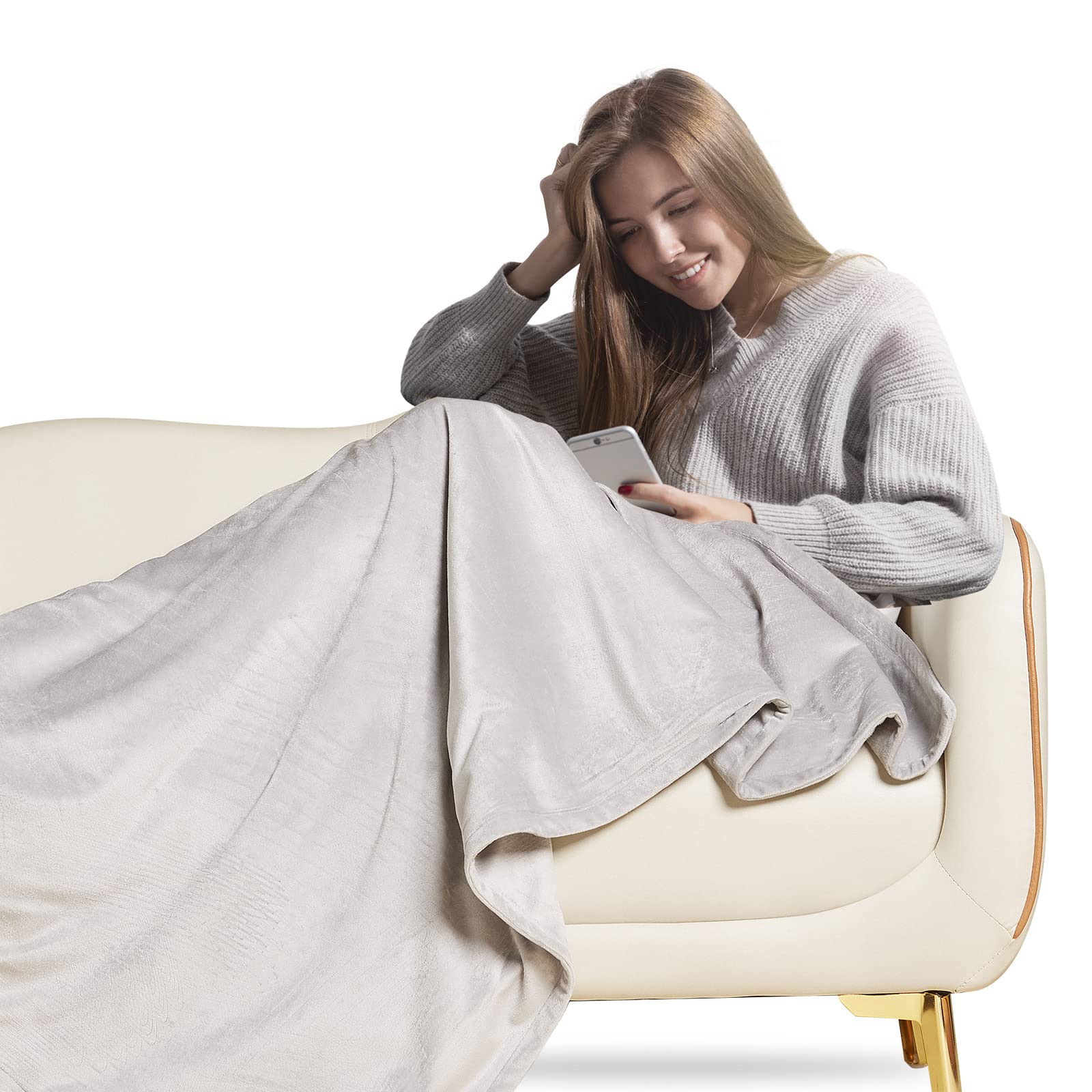 Amazon.com: RIGO Graphene Portable Heated Blanket, 24V Safe Voltage,  Electric Heating Throw Shawl, Far Infrared Heating, 3 Heat Settings,Xmas  Gifts 35x 59 Grey : Home u0026 Kitchen