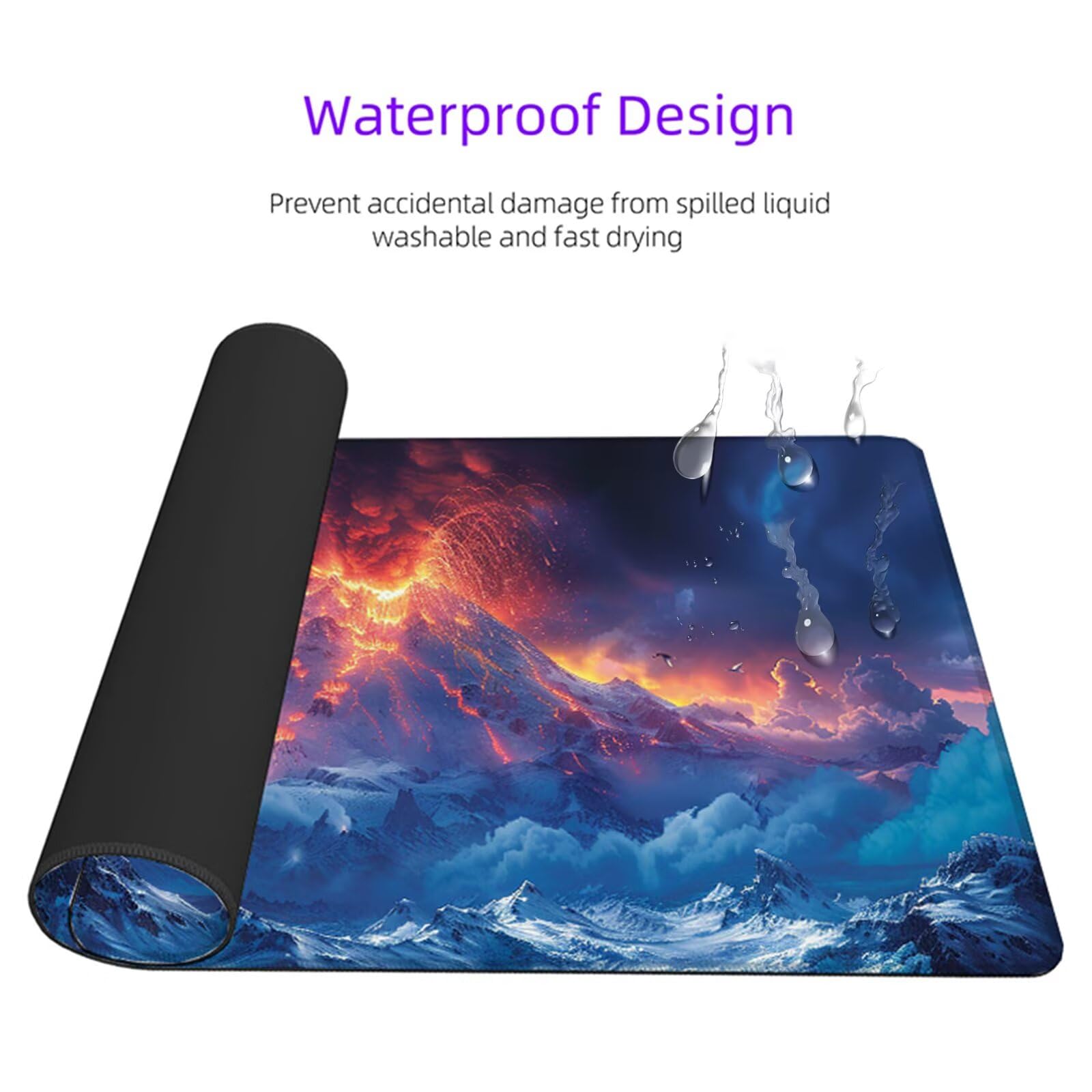 Alfombrilla Ratón Azul Alfombrilla Escritorio Volcán Mouse Pad Gaming Duradera, Mouse Pad Grande Gaming Mejora Precisión y La Velocidad, Antideslizante Desk Mat para PC, Oficina 1600x800x3mm Y2-201
