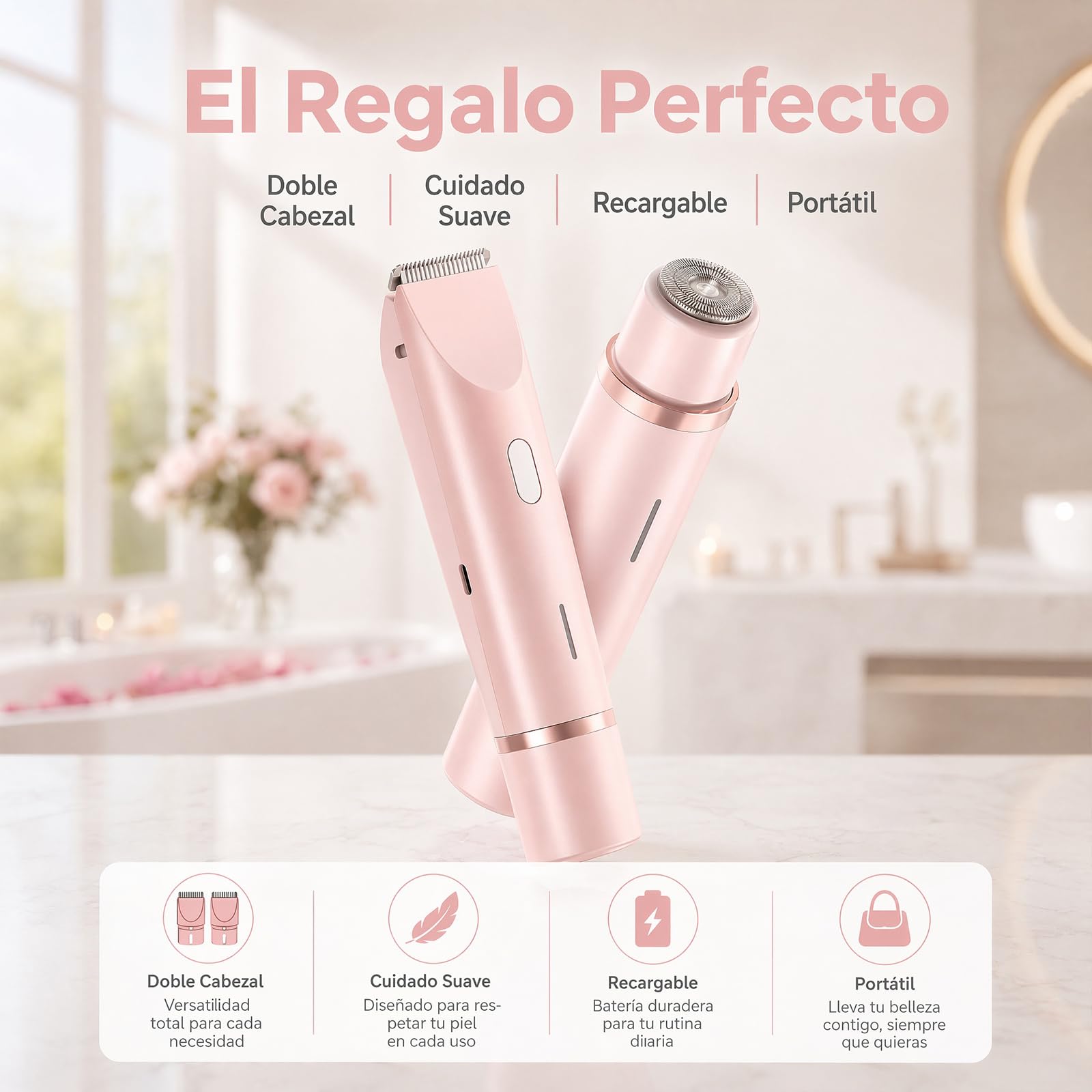 Maquinilla 2 En 1 Para Bikini Ycuerpo Razerly, depiladora razerly maquinilla mujer, Afeitadora eléctrica apta para zonas íntimas, axilas, piernas y piel sensible (1 PC)