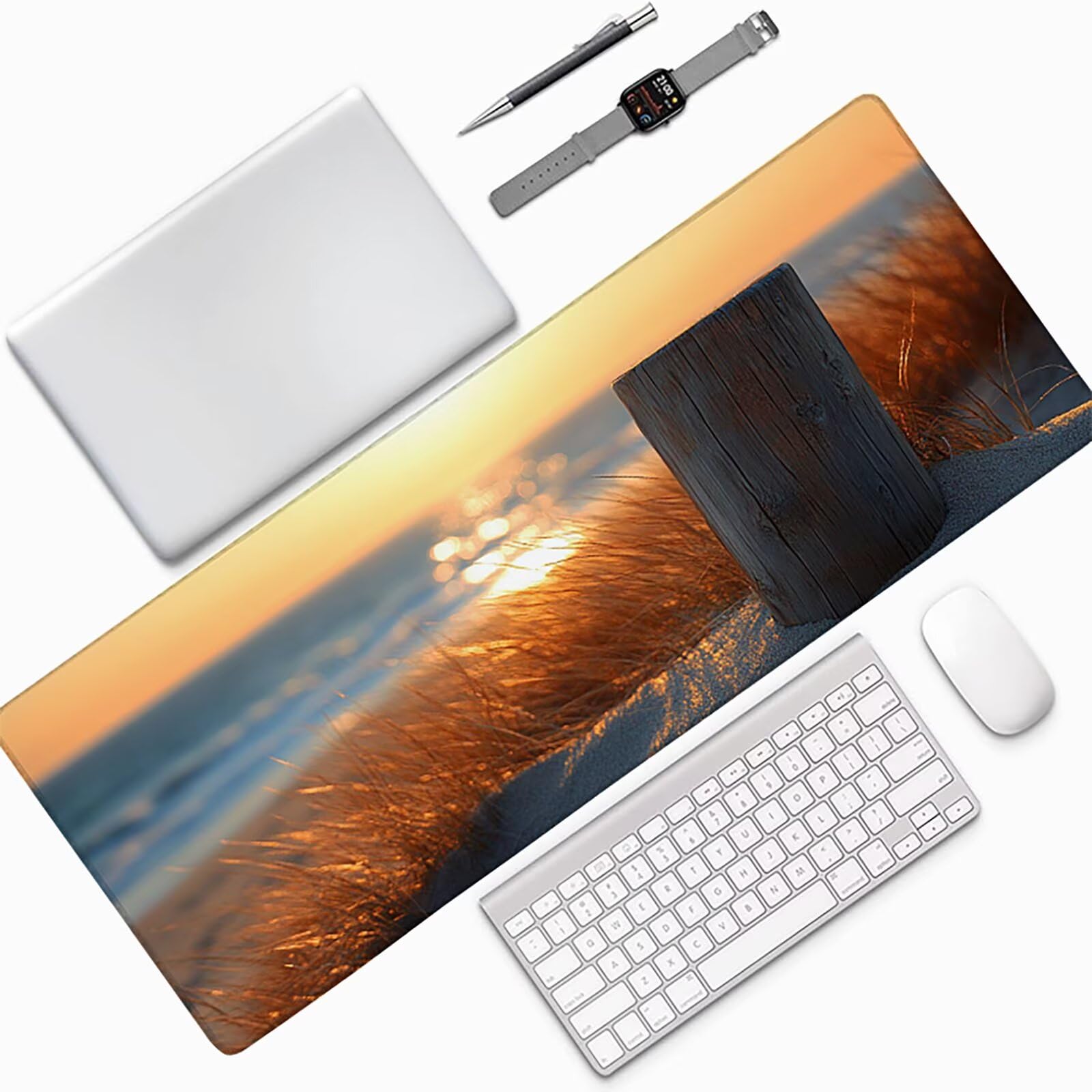Podkładka pod mysz do gier żółta podkładka pod mysz XXL 1600 x 800 x 3 mm, podkładka pod mysz z krajobrazem podkładka na biurko duże ze zszytymi krawędziami do akcesoriów PC do gier, akcesoria biurowe