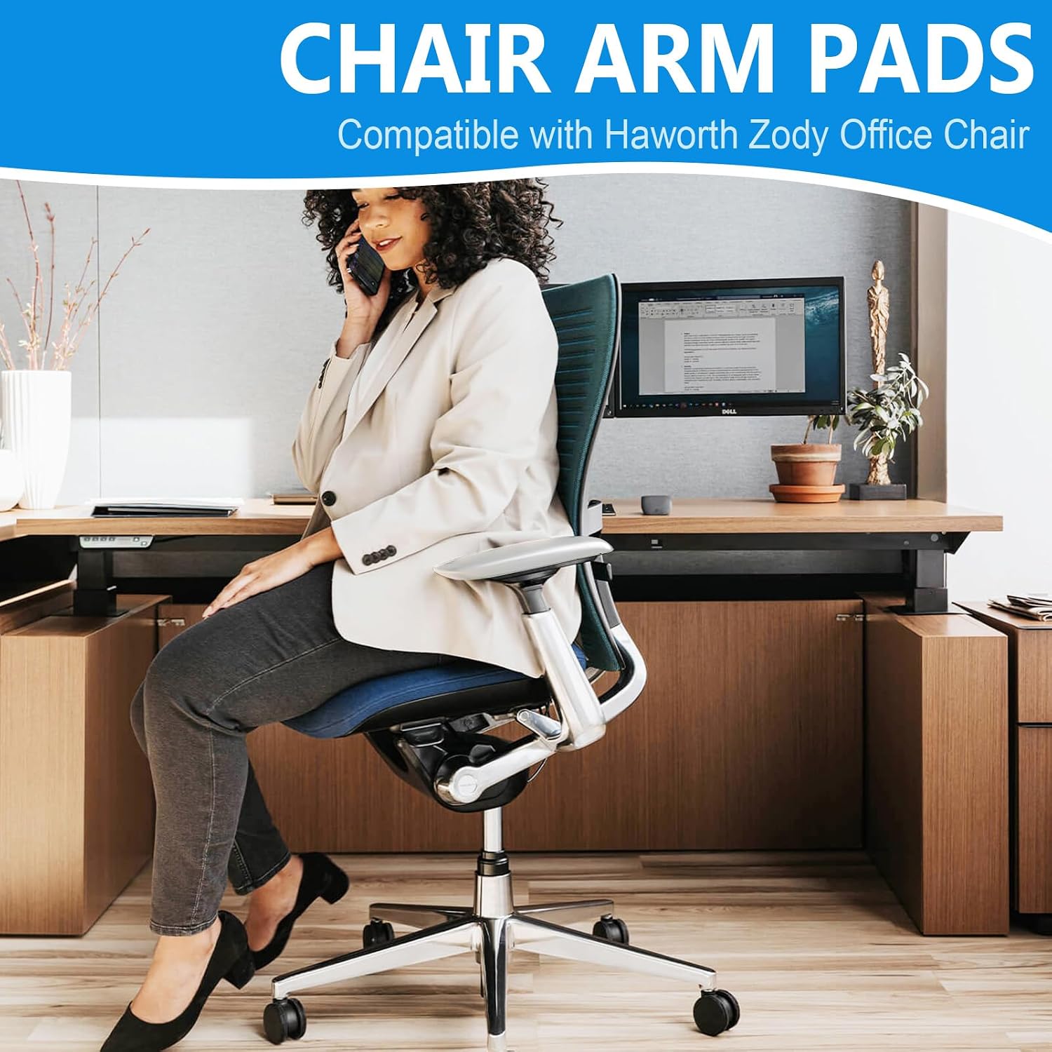 Arm Pads Caps Replacement Compatible with Haworth Zody Office Chair, Gray