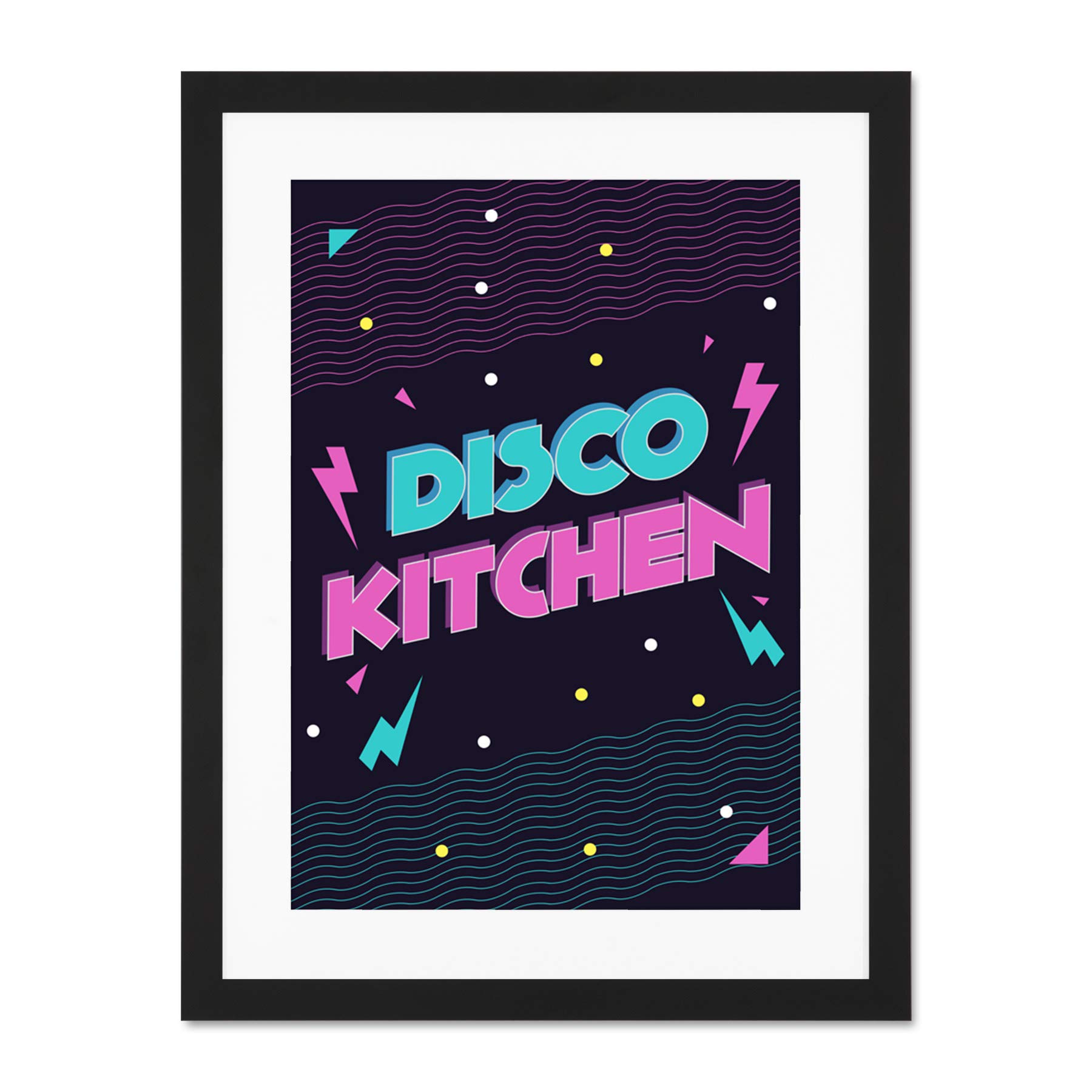 Wee Blue Coo Disco Kitchen 80s Large Framed Art Print Wall Poster 18x24 inch